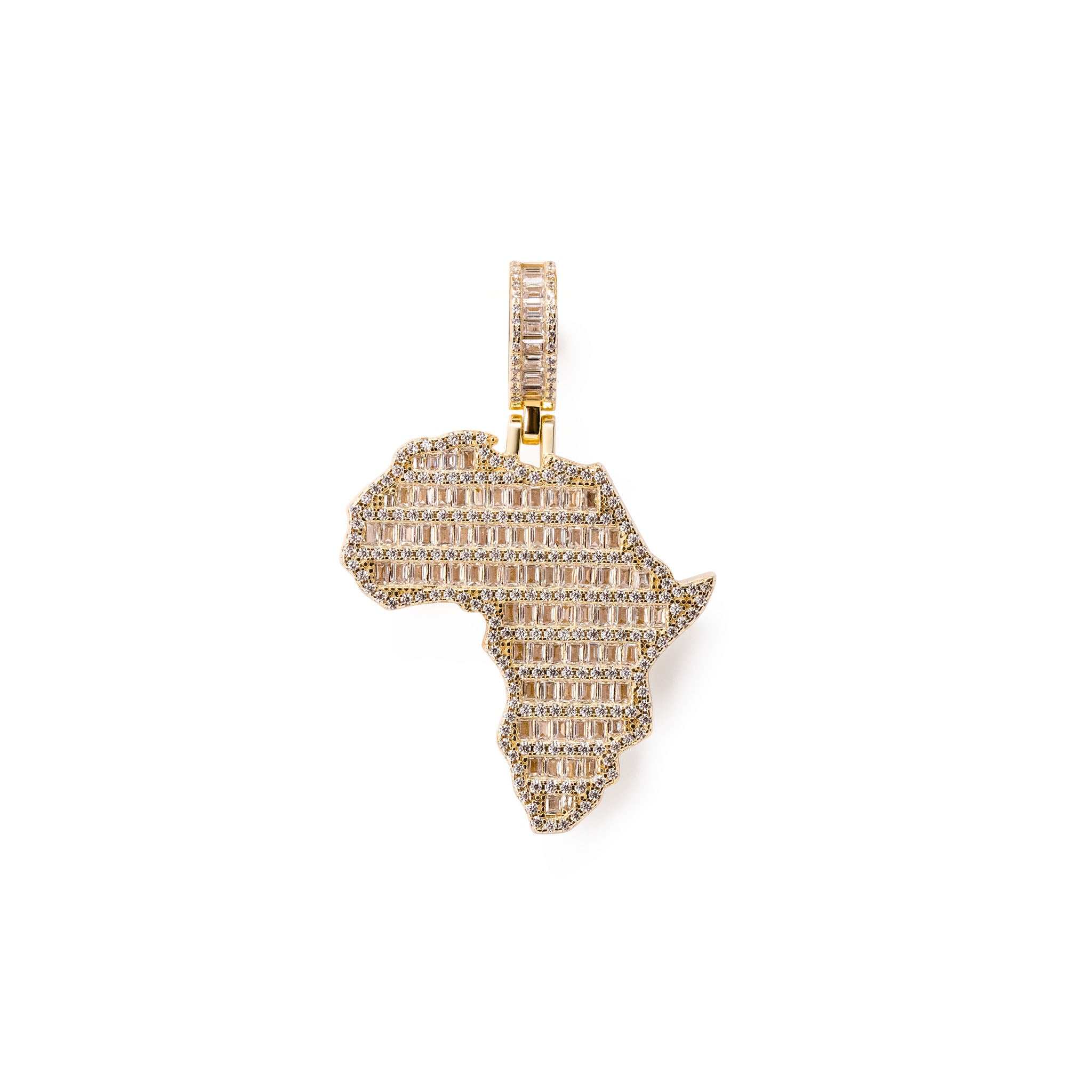Africa pendant crafted from solid 925 sterling silver with micropave CZ diamonds, handmade in Italy.