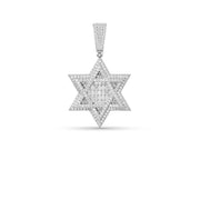 Moissanite Star of David pendant in sterling silver with baguette cut stones.