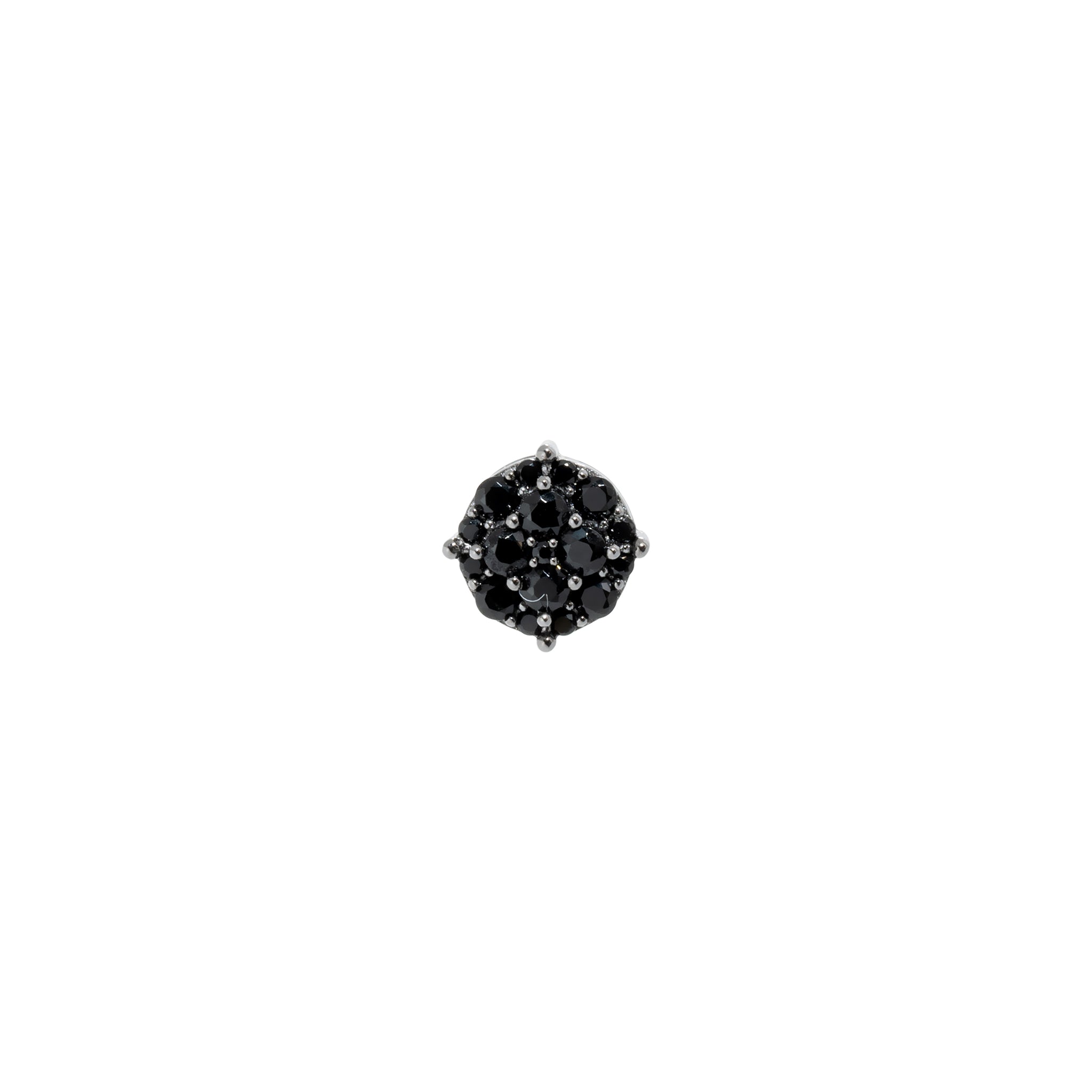 Black stud earrings with black CZ stones in 925 sterling silver, 9mm size.