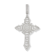 Moissanite Baguette Iced Cross Pendant 925 Sterling Silver