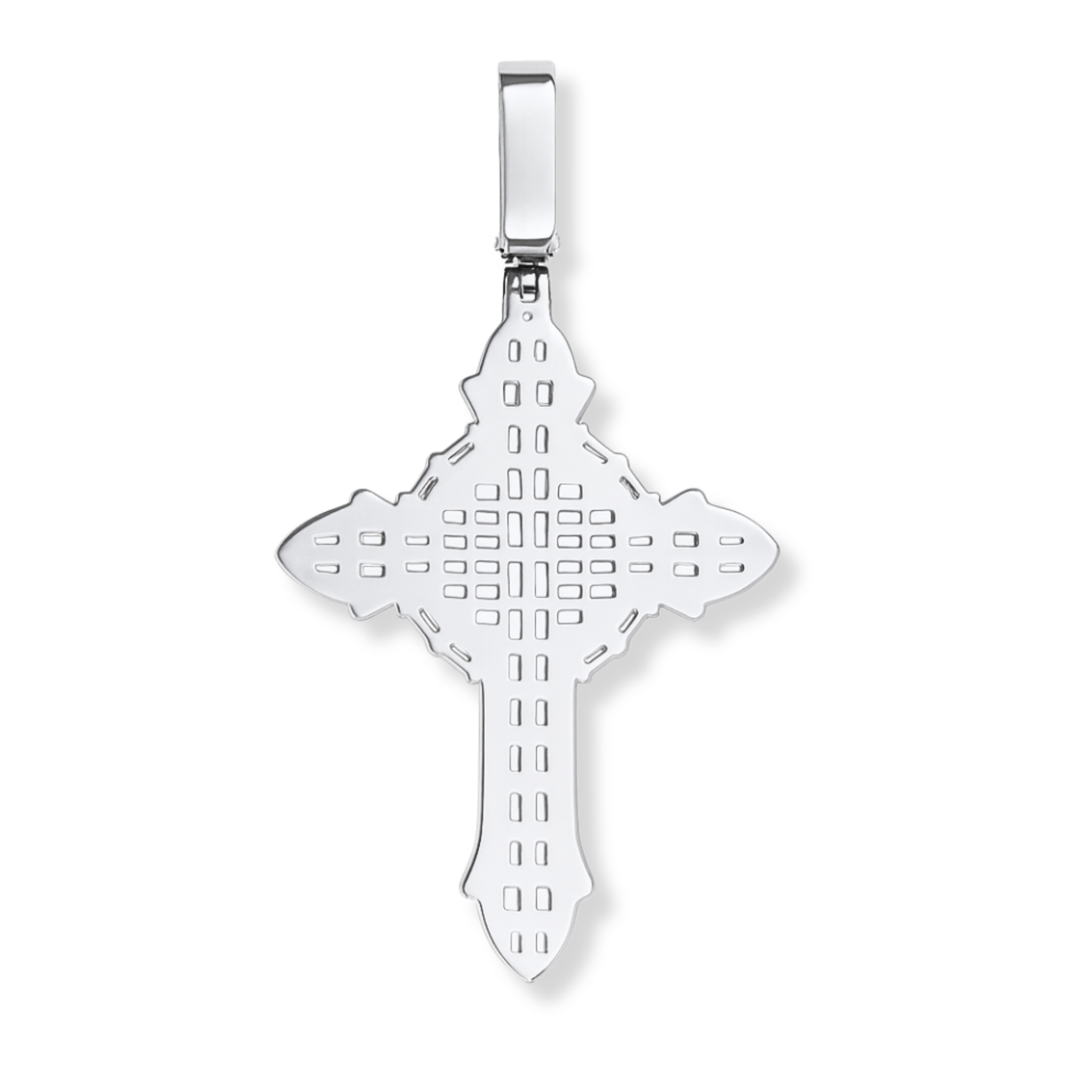 Moissanite Baguette Iced Cross Pendant 925 Sterling Silver