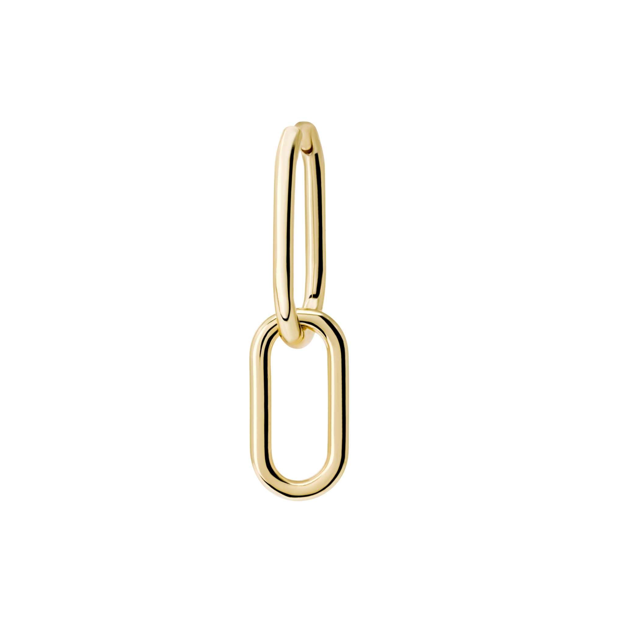 Gold link earrings with delicate chain design in 18K gold finish, crafted in sterling silver and brass.