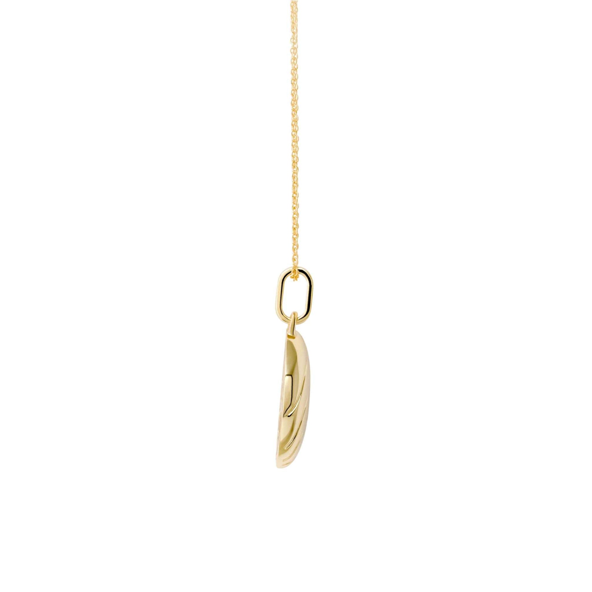 Croissant necklace with a gold-finished 14x18mm croissant pendant on an adjustable chain.