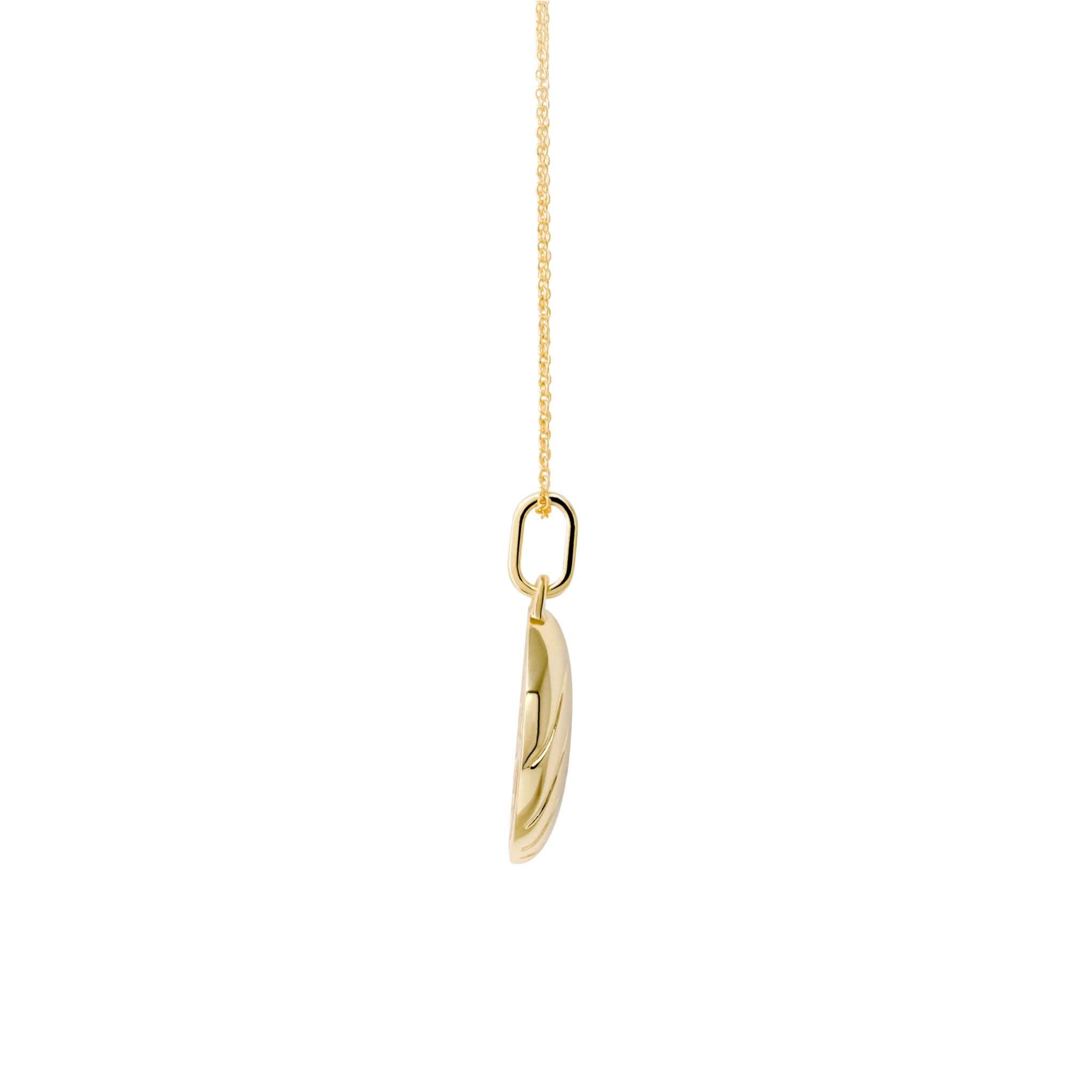 Croissant necklace with a gold-finished 14x18mm croissant pendant on an adjustable chain.