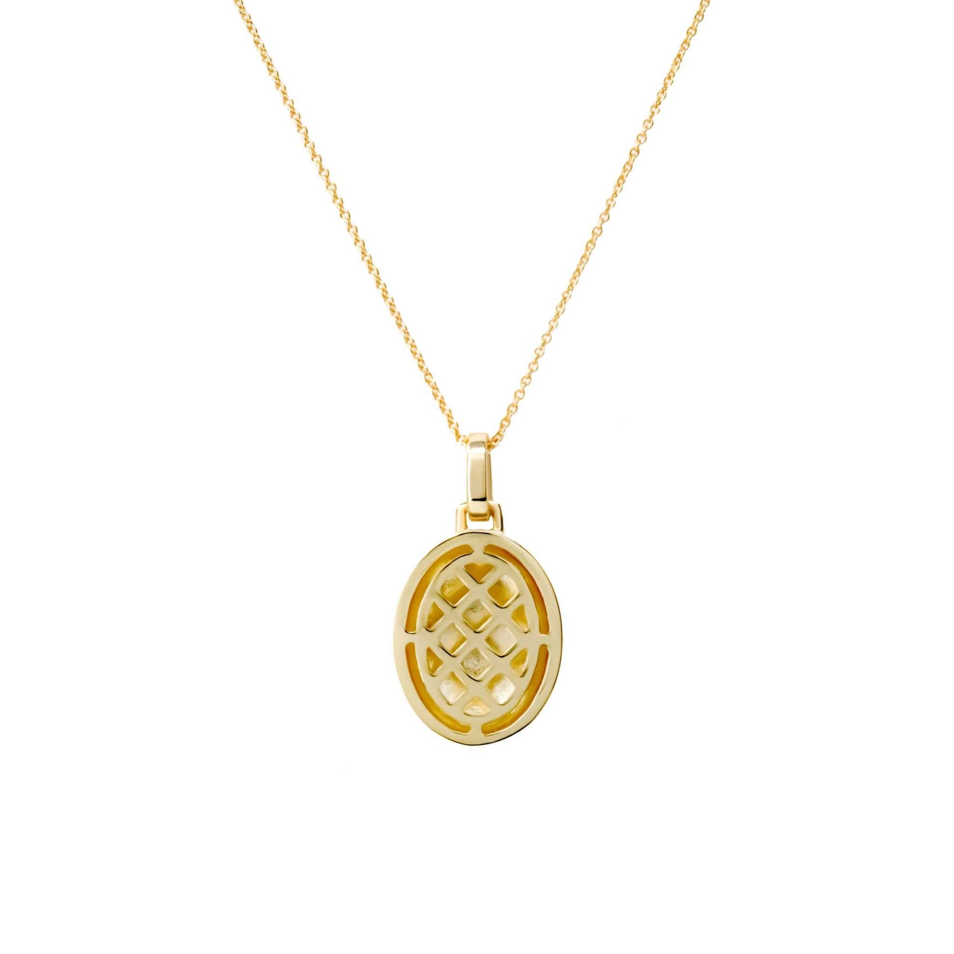 14K gold croissant necklace with 925 sterling silver, featuring a 14x18mm croissant pendant on adjustable chain.