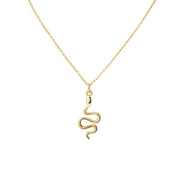 Snake necklace with 17x9mm coiled pendant on adjustable 16-20 inch chain in 14K gold or rhodium finish.