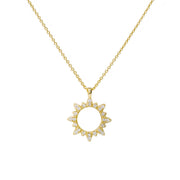 Dainty silver sun necklace with a minimalist design, 925 sterling silver or brass with rhodium or 14K gold plating, 13mm pendant.