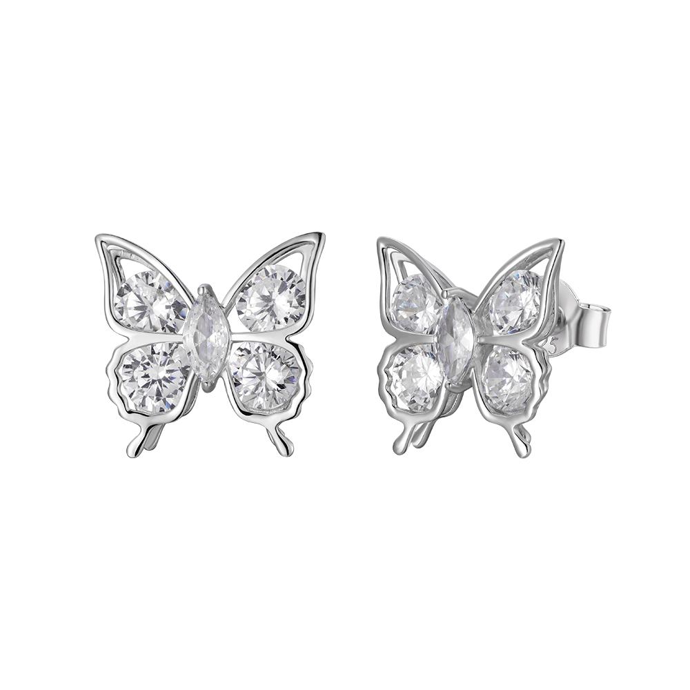 Moissanite Masquise & Round Cut Butterfly Stud Earrings 925 Sterling Silver