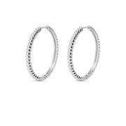 14k gold plated croissant hoops with luxurious rhodium finish.