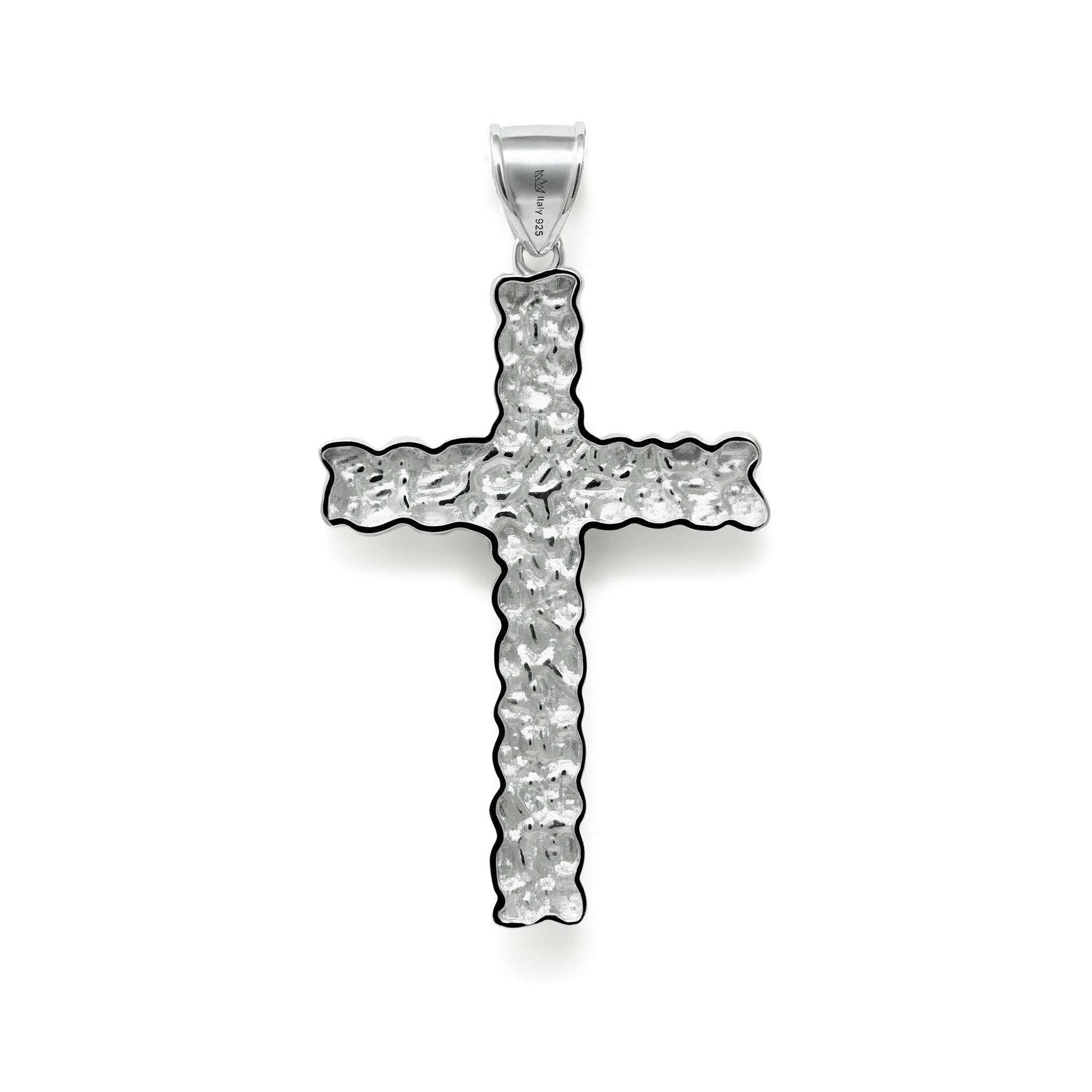 Silver Nugget Cross Pendant in 925 Sterling Silver
