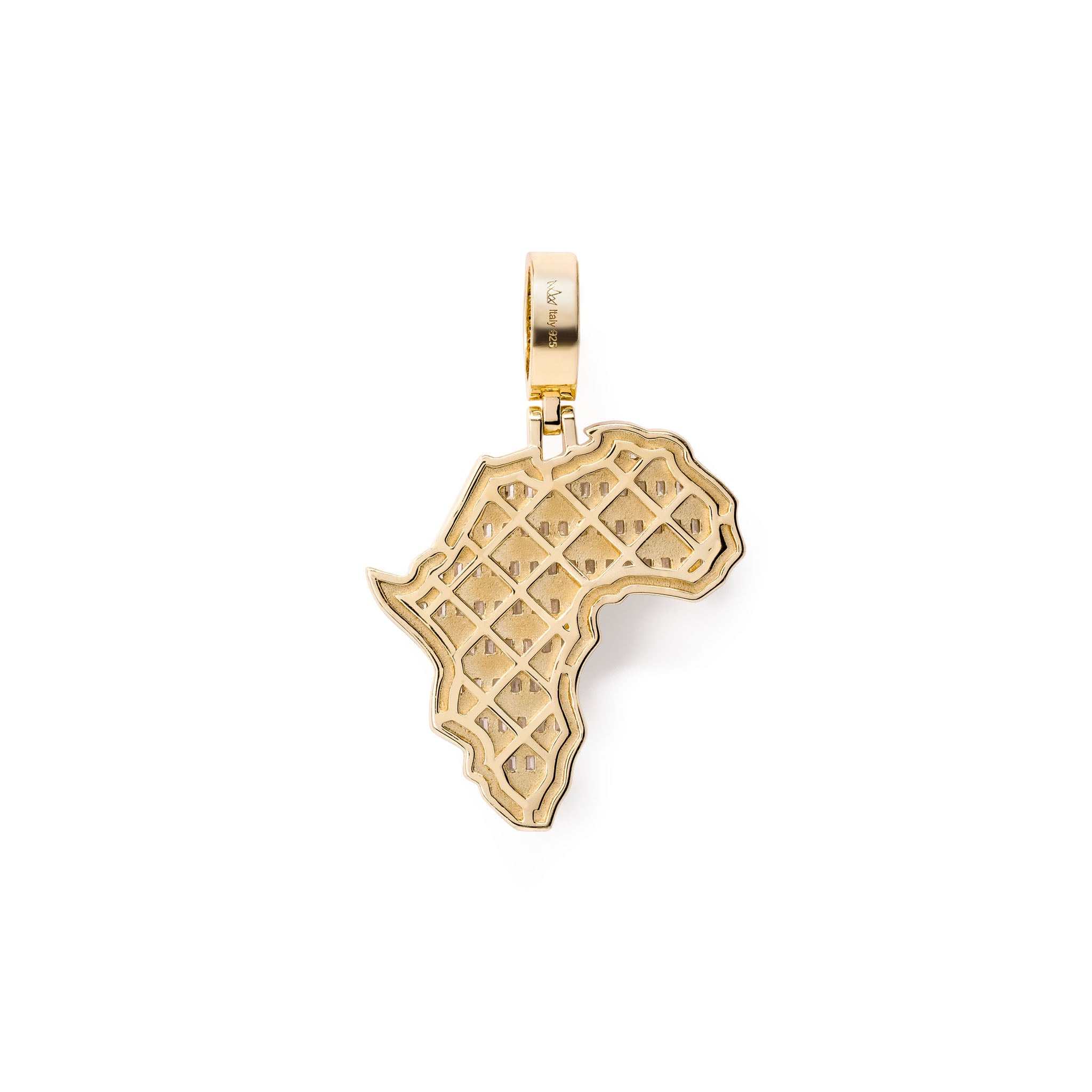 Sterling silver Africa pendant with 3D micropave design and CZ diamonds, handmade in Italy.