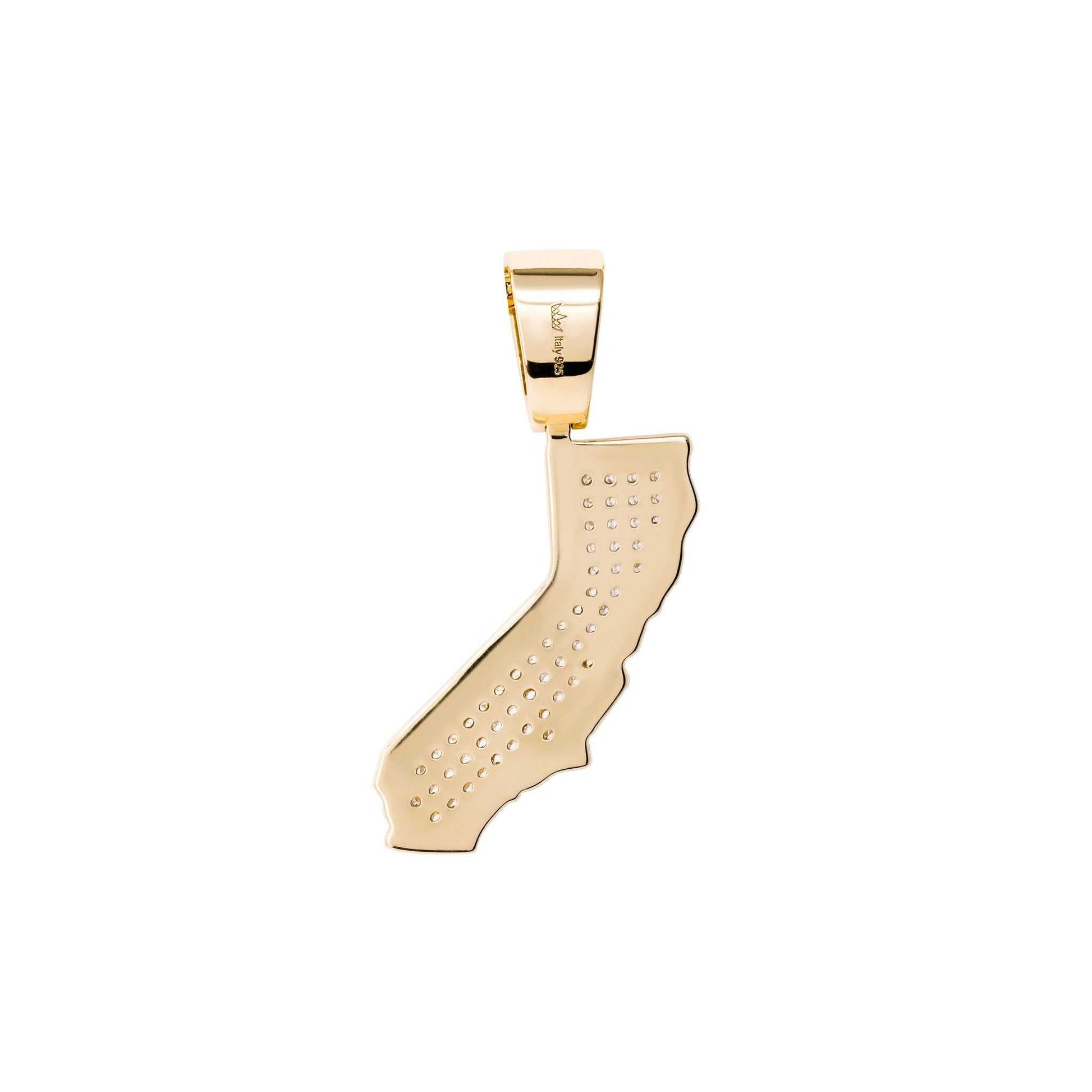 California State Pendant in 14K gold-plated sterling silver with CZ stones.