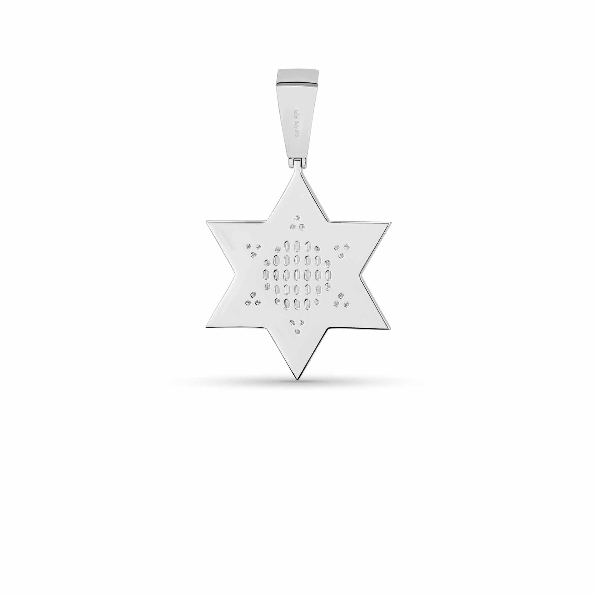 Moissanite Star of David pendant in 925 sterling silver.