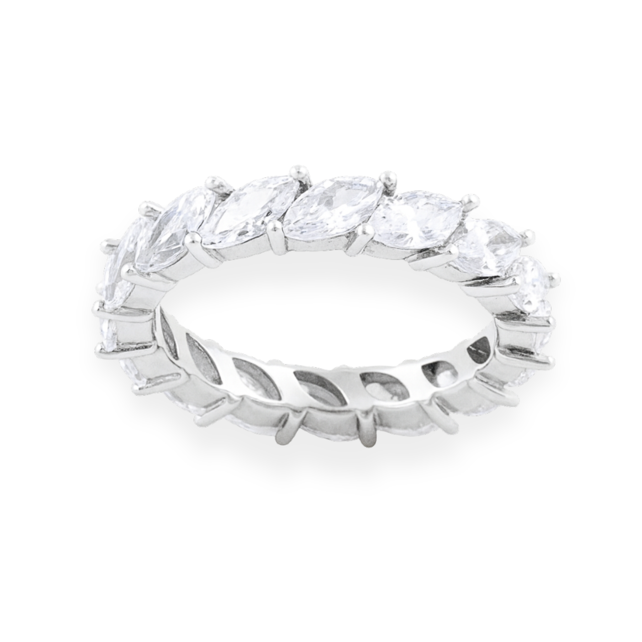 Moissanite Marquise Cut Eternity Band in 925 Sterling Silver