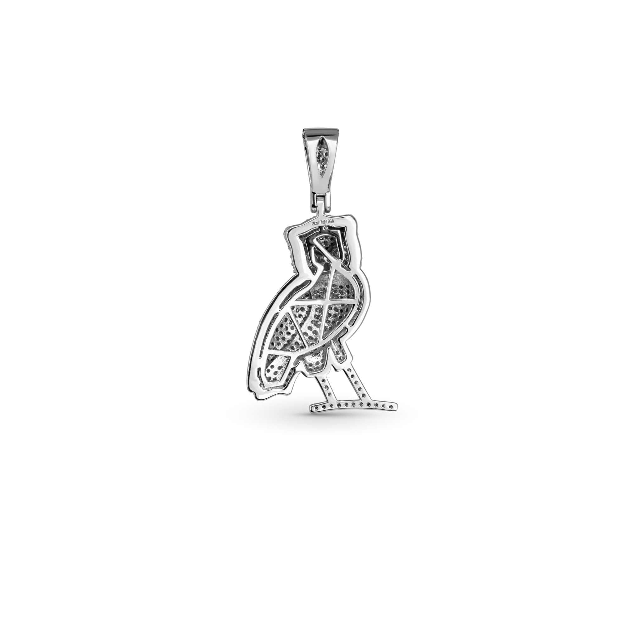 2ct Moissanite Owl Pendant in 925 Sterling Silver with VVS1 Clarity Stones.