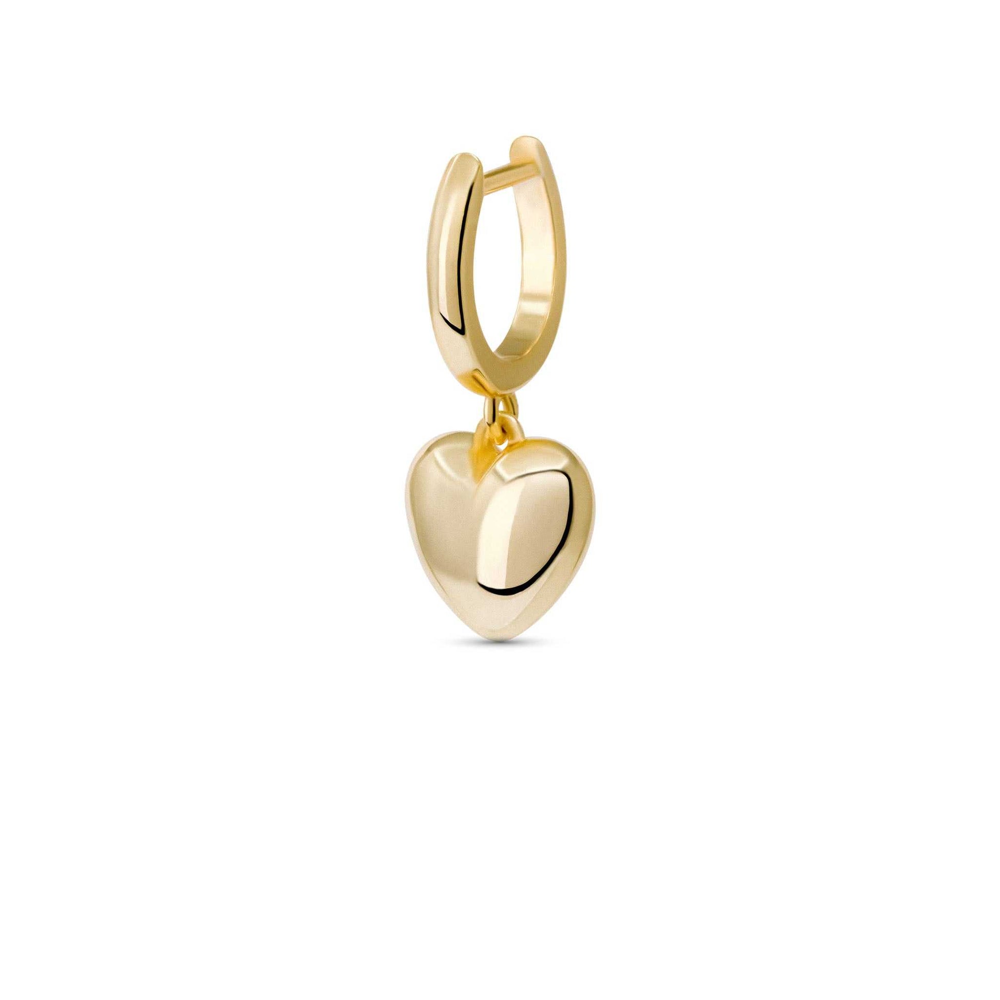 Gold-plated mini heart drop earrings with puffed heart charm.