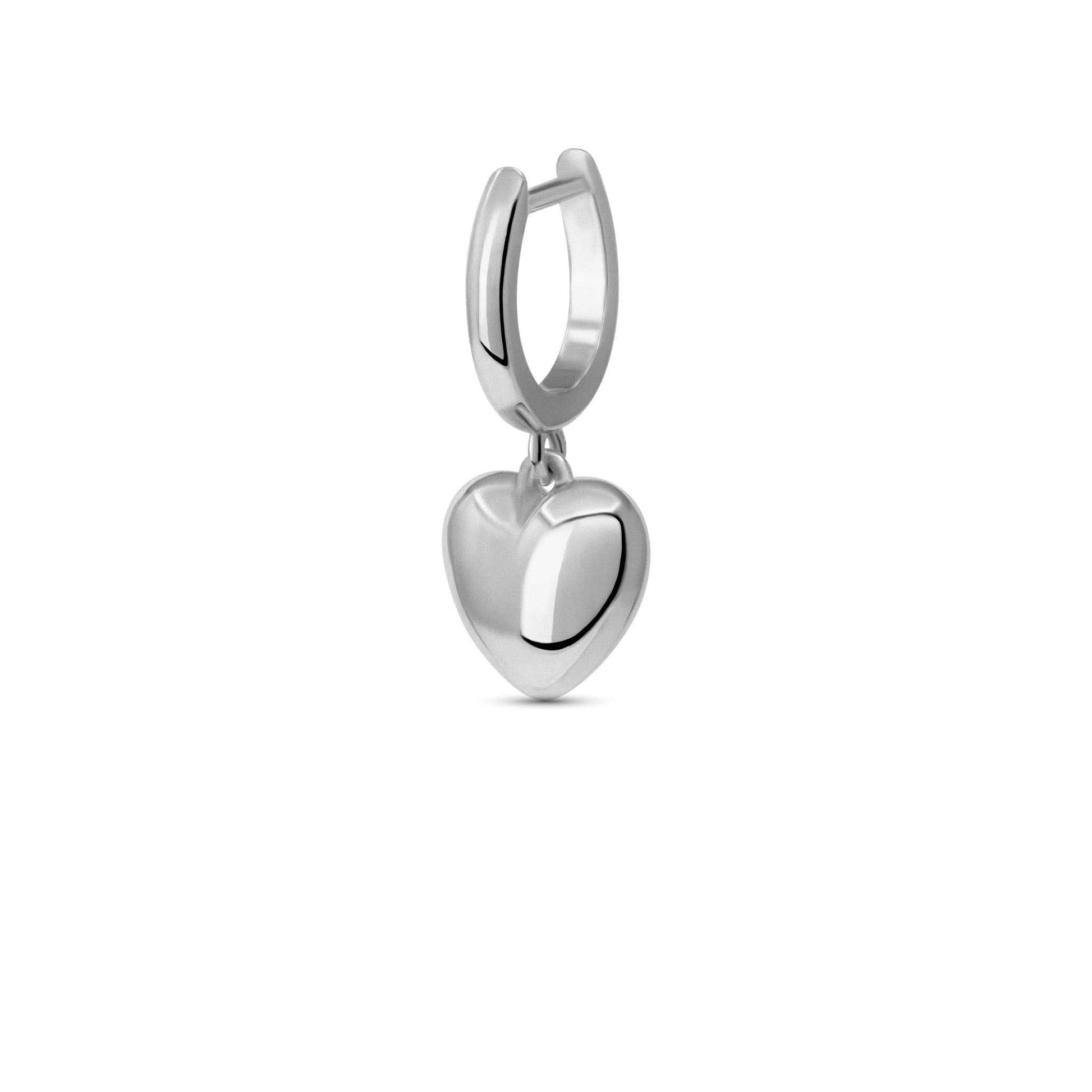 Gold-plated mini heart drop earrings with hinge hoop clasp.