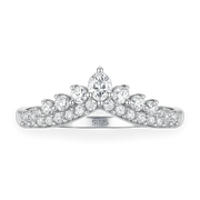 Moissanite Curved Crown Wedding Band in 925 Sterling Silver