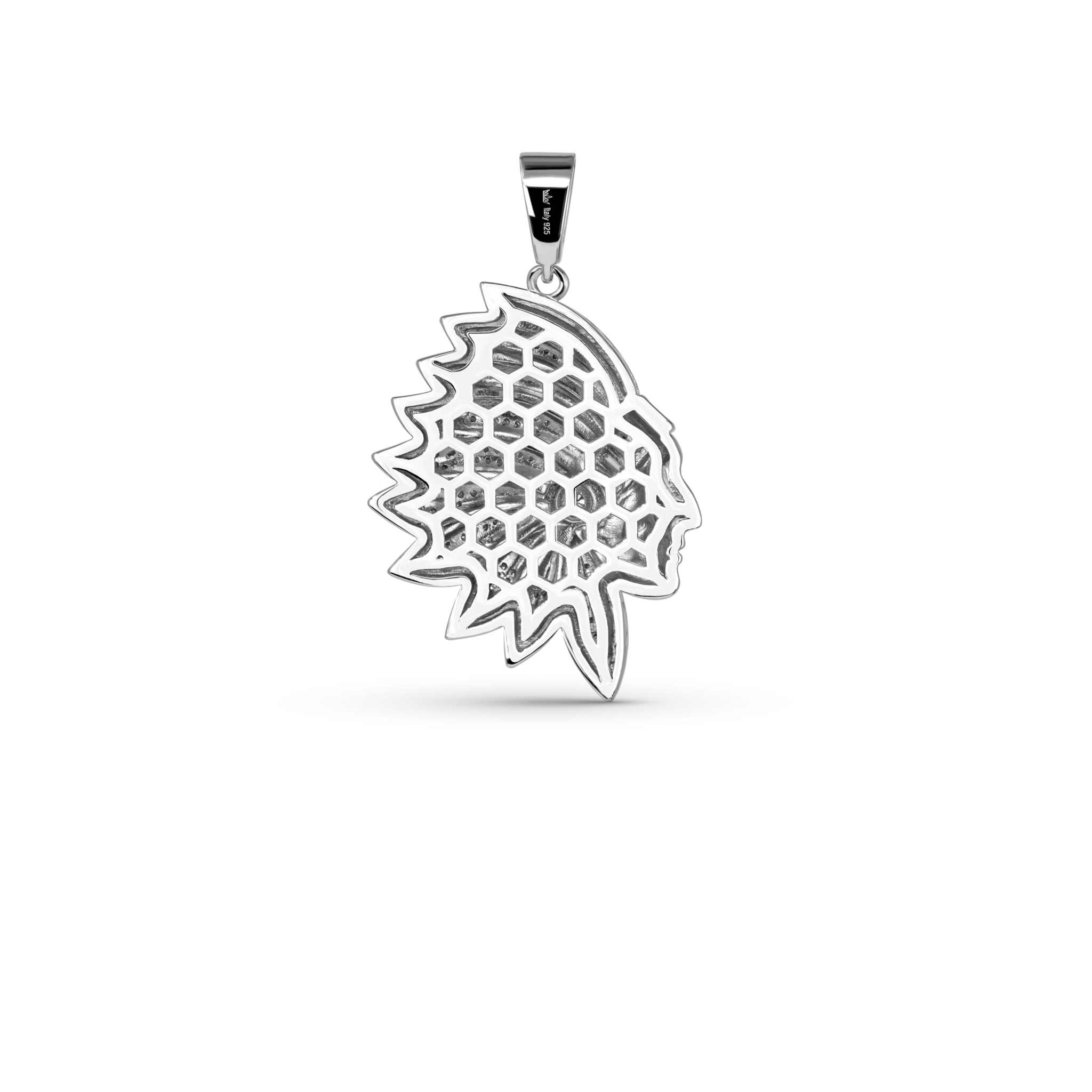 Native American Indian Moissanite Pendant in 925 Sterling Silver, intricate design, 2.59ct moissanite.
