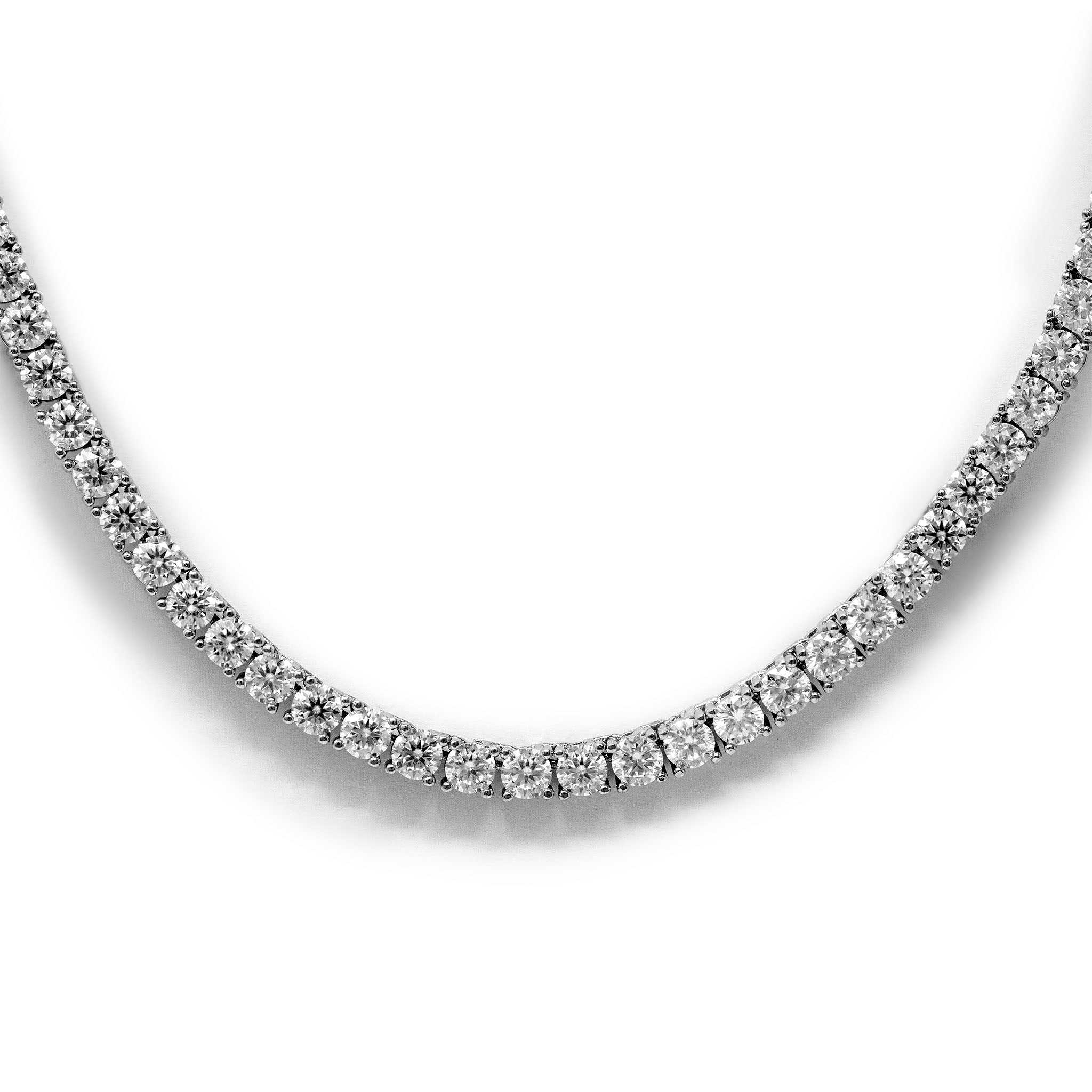 4mm Moissanite Tennis Chain, 37.49ct stones, 925 Sterling Silver, 20-inch length.