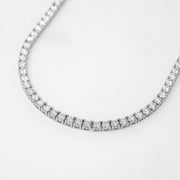 4mm moissanite tennis chain in 925 sterling silver with D color VVS1 stones, 20 inches long