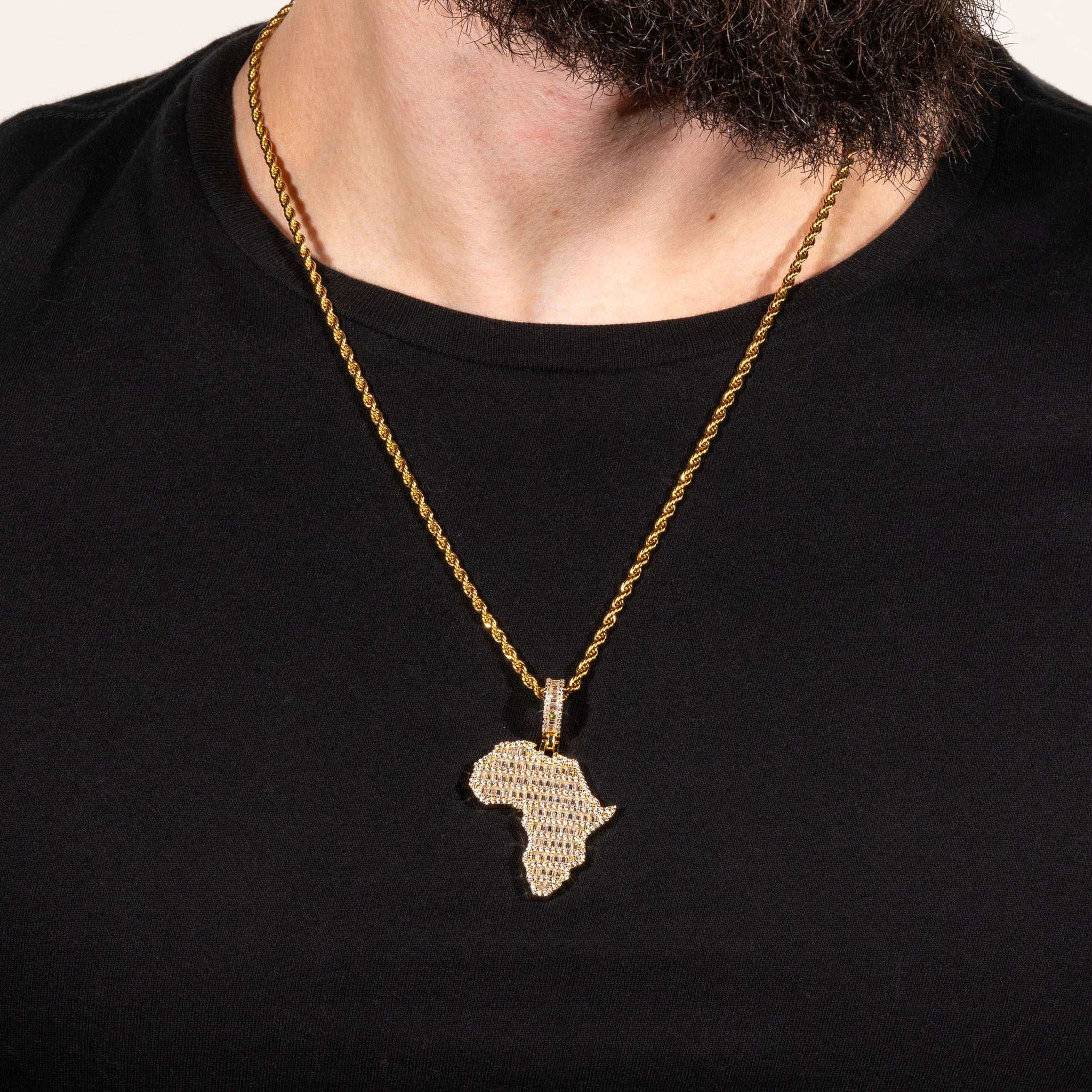 Africa pendant in solid 925 sterling silver with micropave CZ diamonds, no chain included.