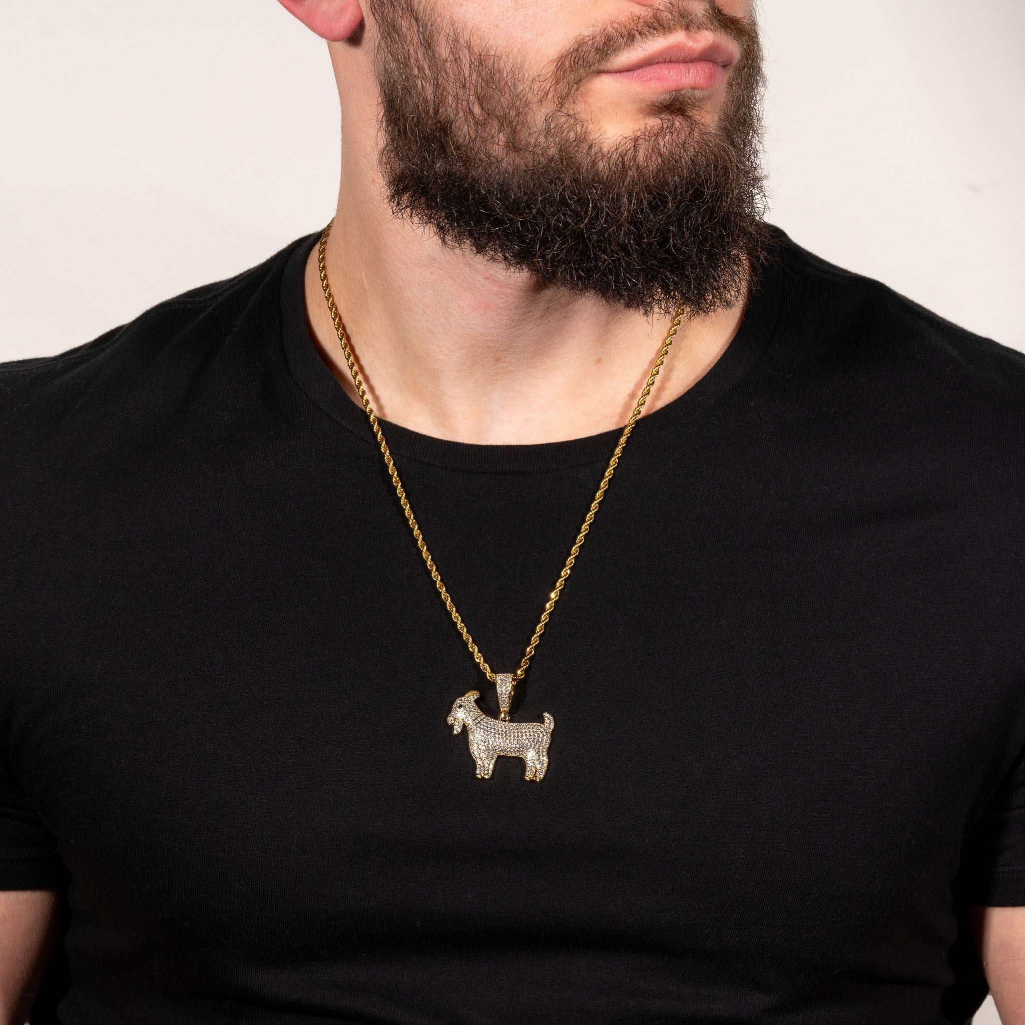 GOAT Pendant in gold plating on a chain.