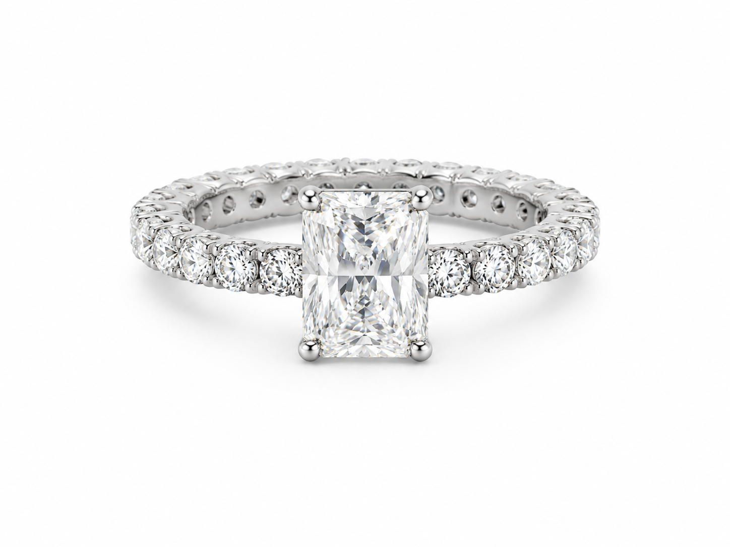 925 Sterling Silver Radiant Cut Moissanite TCW 3.68 Full Eternity Engagement Ring