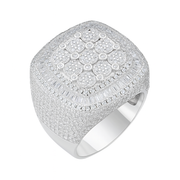 Moissanite Square Pave Set Baguette Fully Iced Statement Ring - 925 Sterling Silver