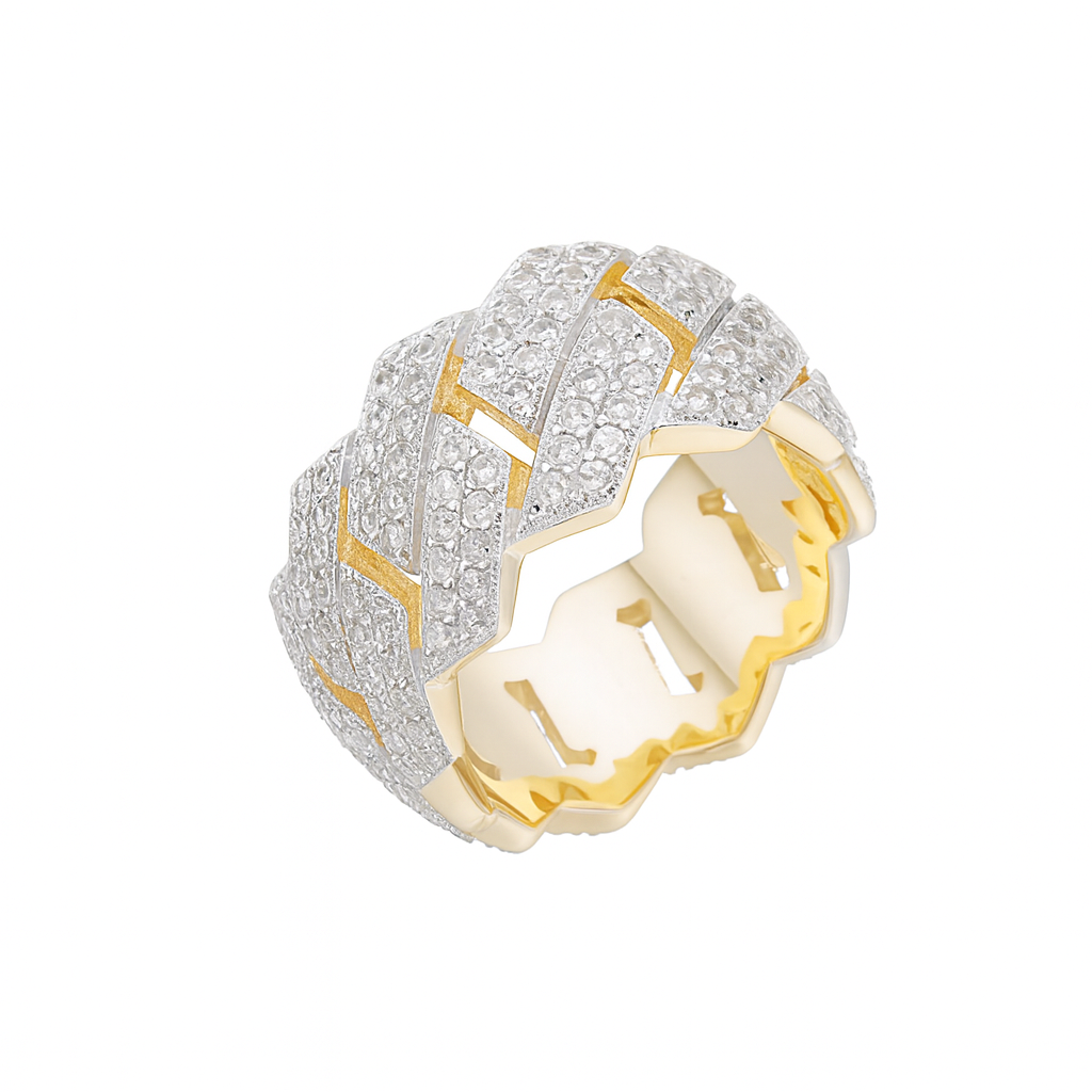 Cuban Link Moissanite 14K Gold Over 925 Sterling Silver Ring