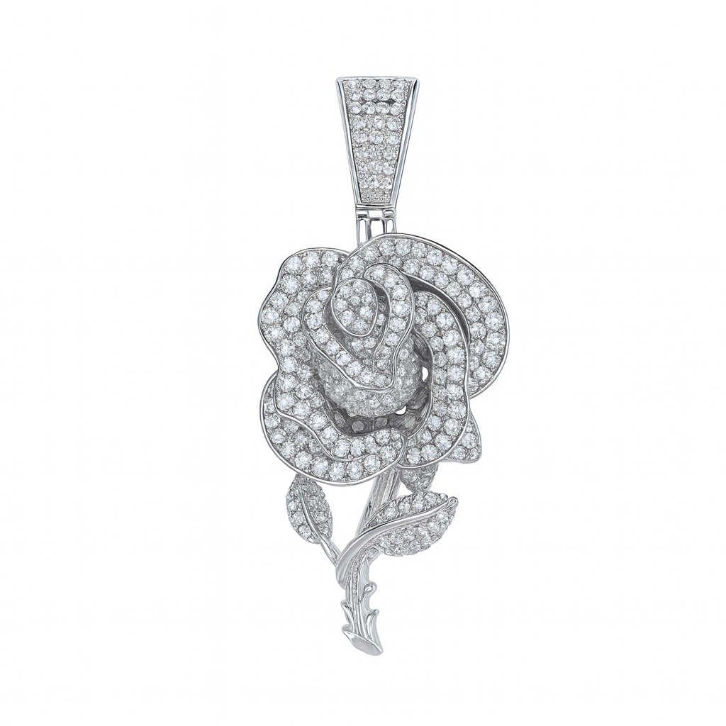 Moissanite Rose Pendant 925 Sterling Silver