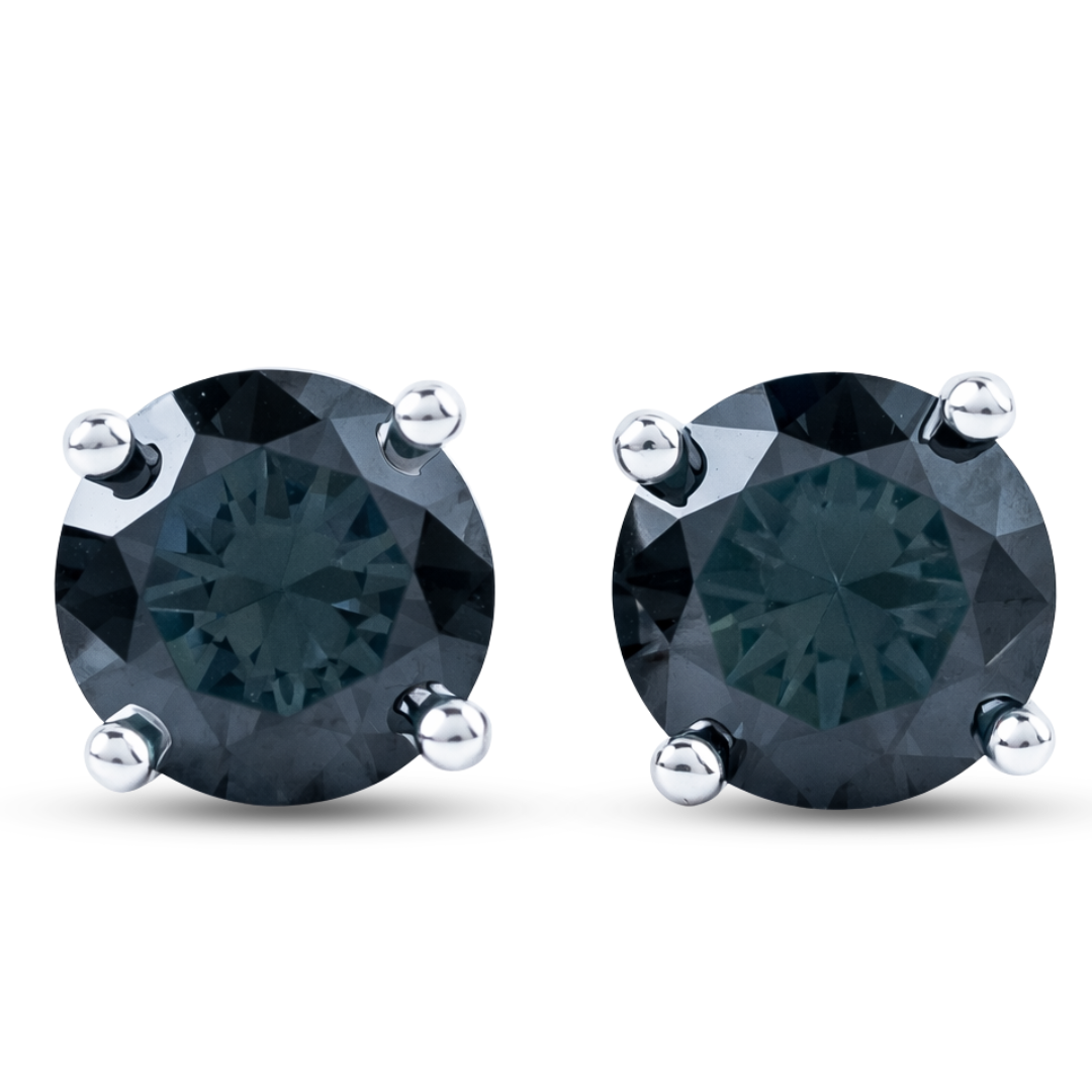 Moissanite Gray Stud Earrings in 925 Sterling Silver Screwback