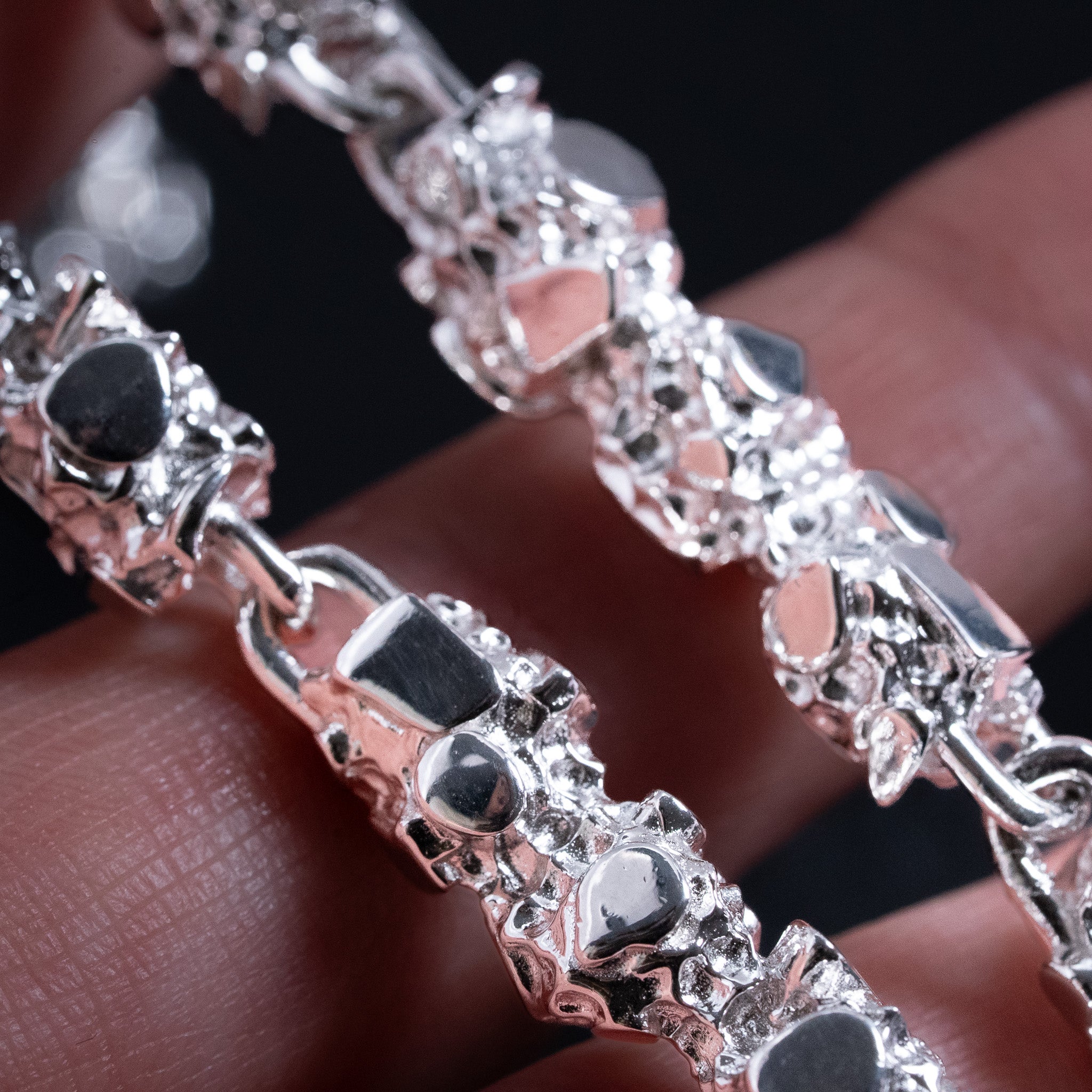 Nugget Chain 8.5 mm Necklace Real Solid 925 Sterling Silver