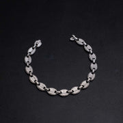 Moissanite Puffed Mariner Link Bracelet 925 Sterling Silver