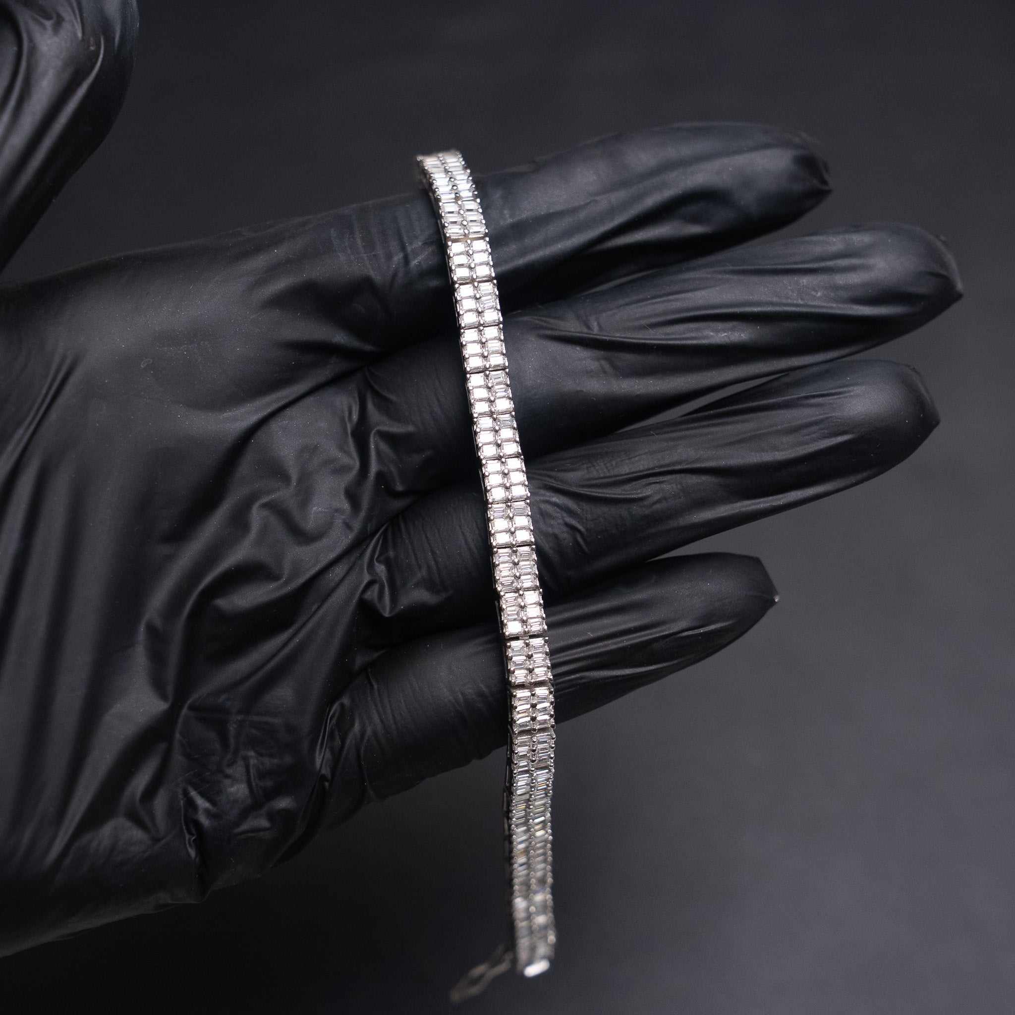 Baguette Square Tennis Bracelet Solid 925 Sterling Silver
