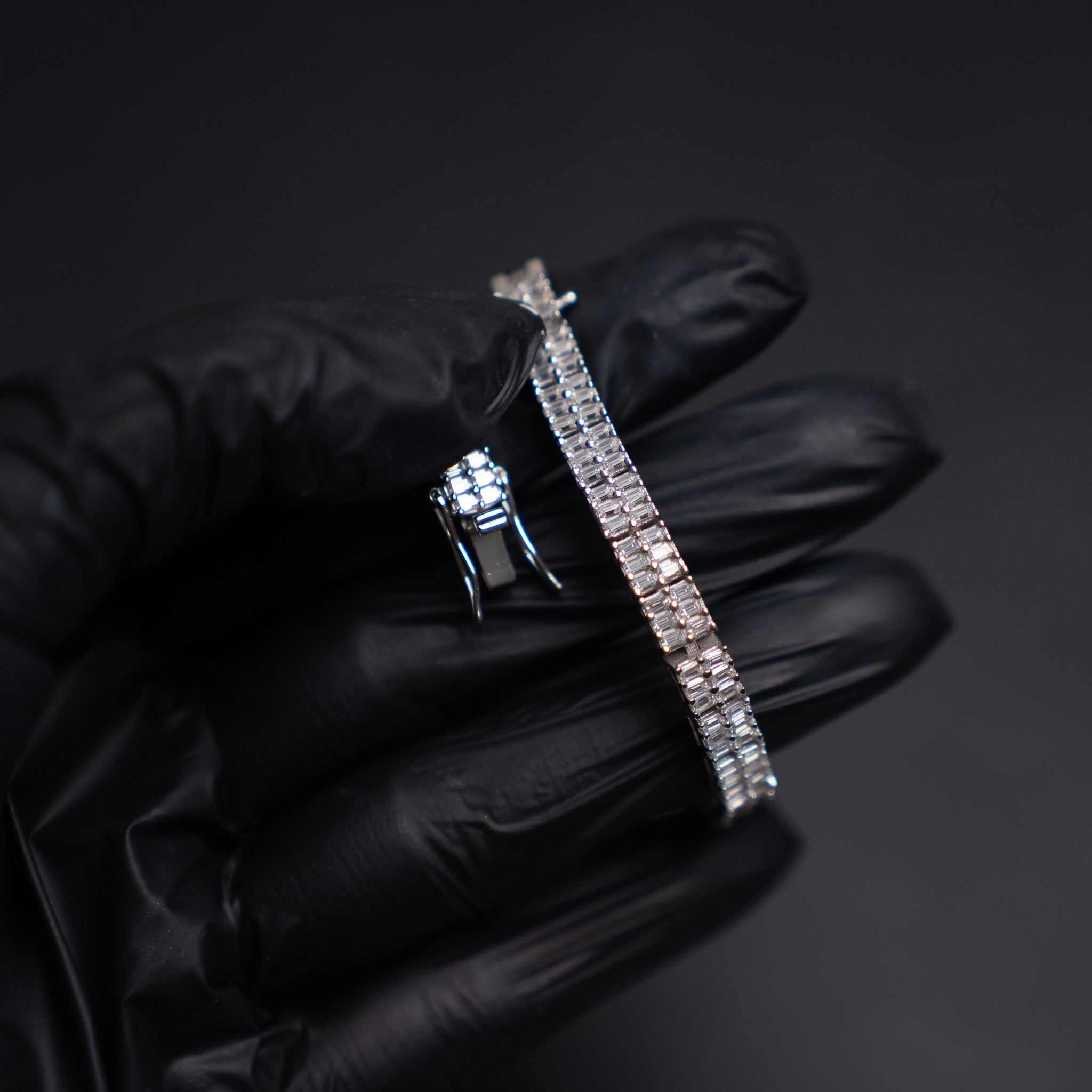 Baguette Square Tennis Bracelet Solid 925 Sterling Silver