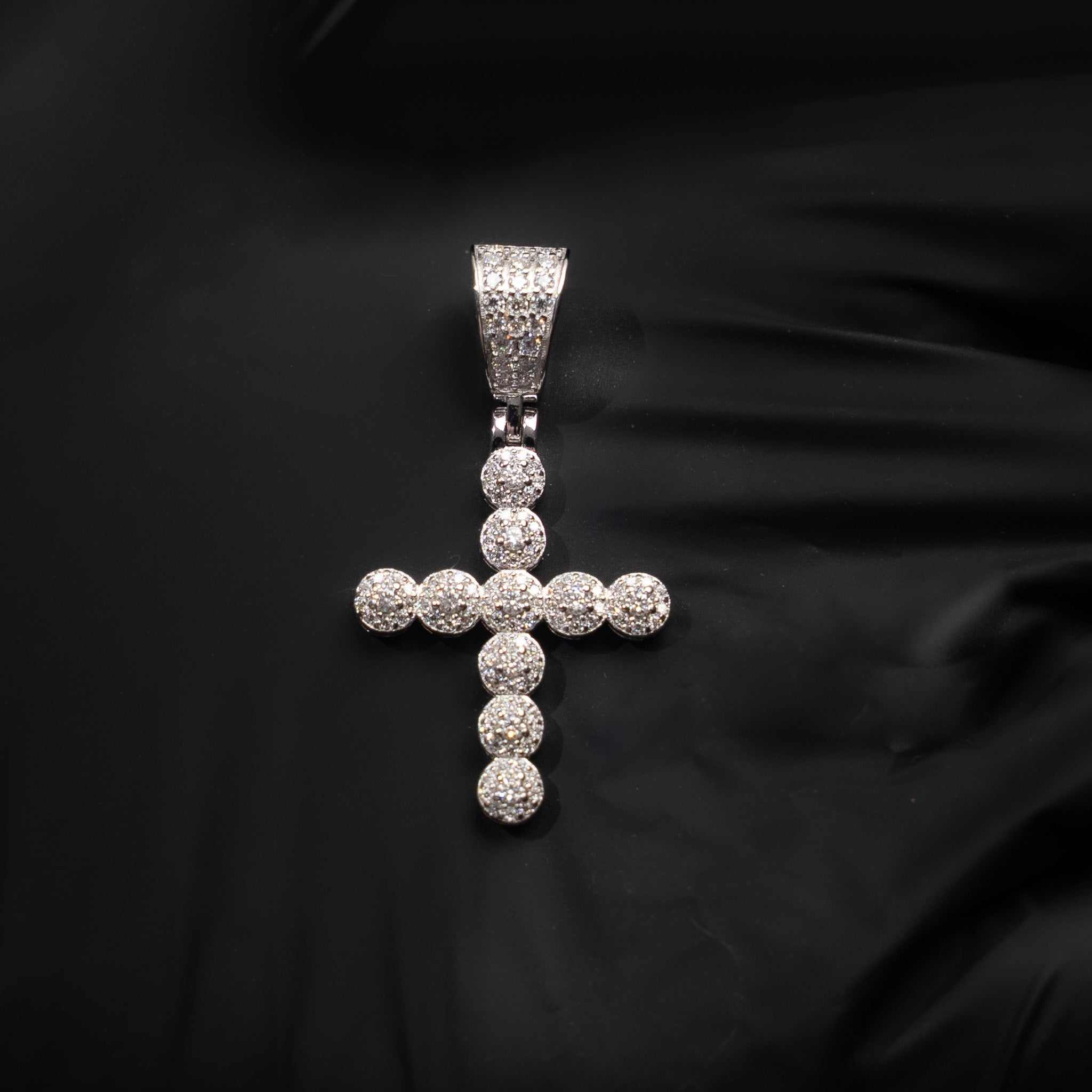 Moissanite Round Shaped Tennis Cross Pendant