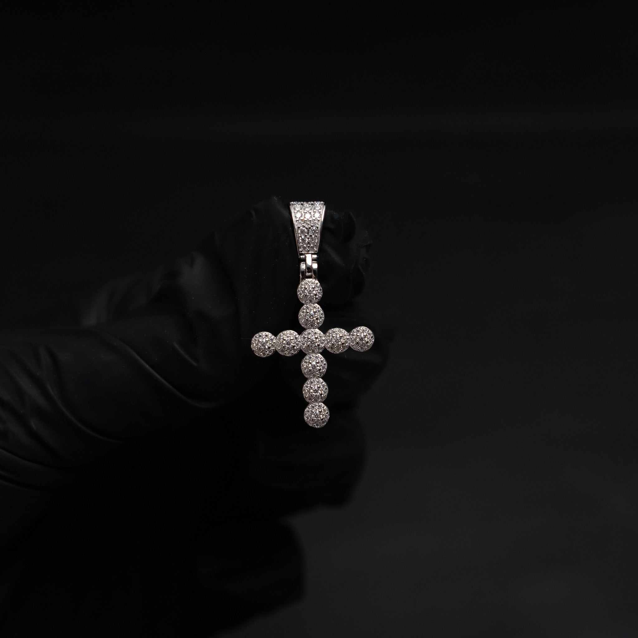 Moissanite Round Shaped Tennis Cross Pendant