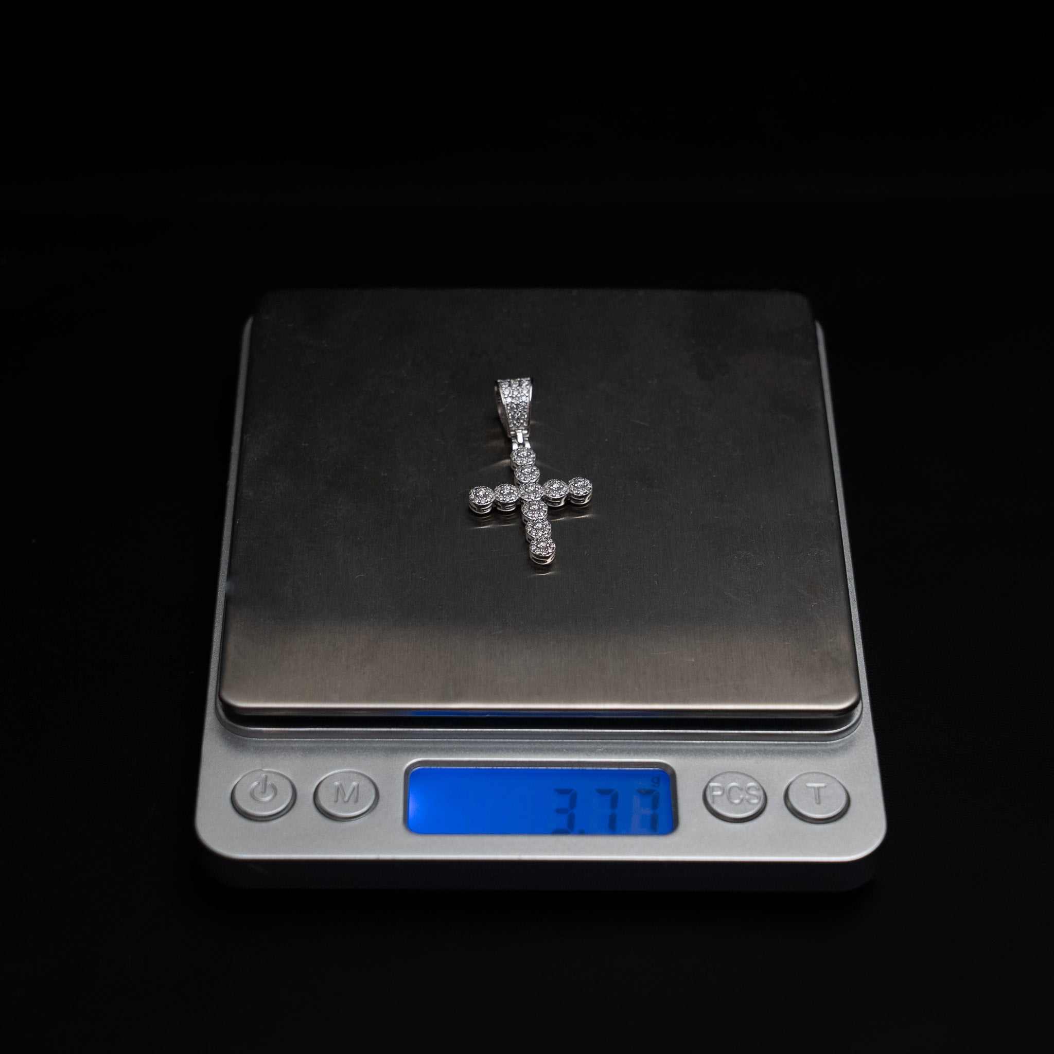 Moissanite Round Shaped Tennis Cross Pendant