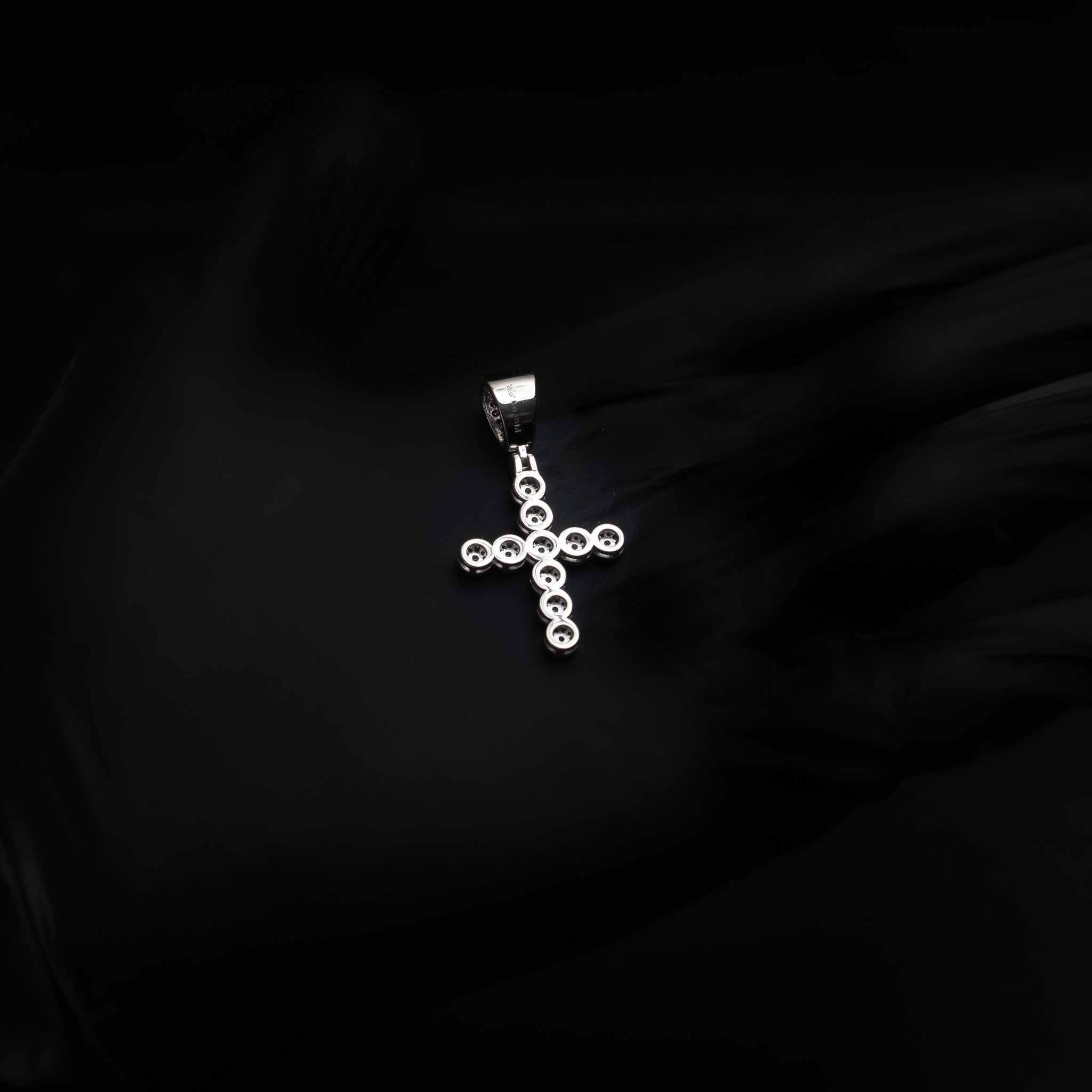 Moissanite Round Shaped Tennis Cross Pendant