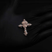 Rose Thorns Moissanite Cross Pendant Solid 925 Sterling Silver