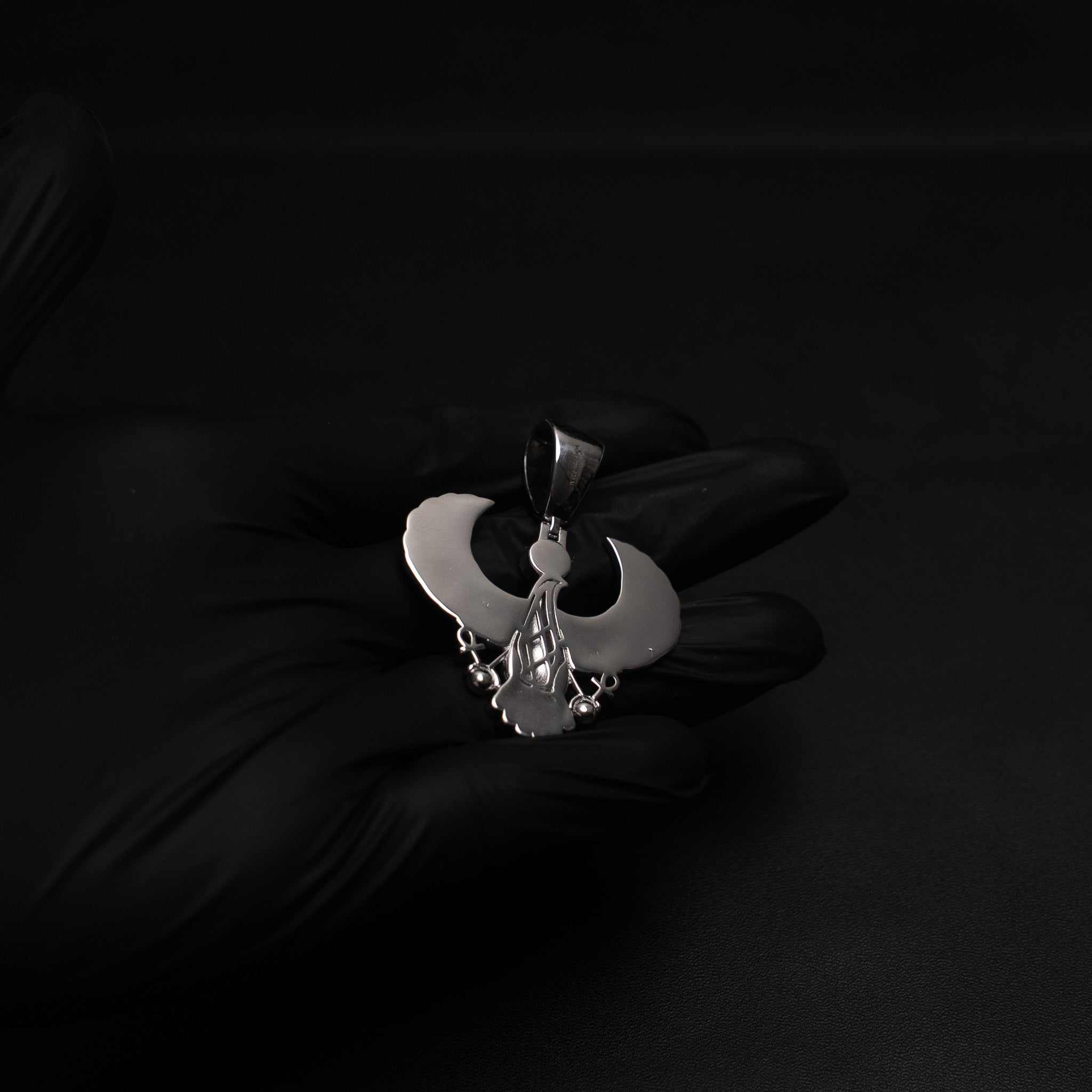 Horus God of Egypt Falcon Bird Moissanite 925 Sterling Silver Pendant