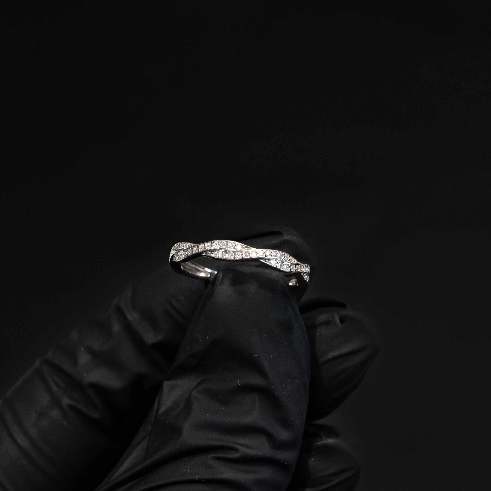 925 Sterling Silver Moissanite Twist Stackable Women Band