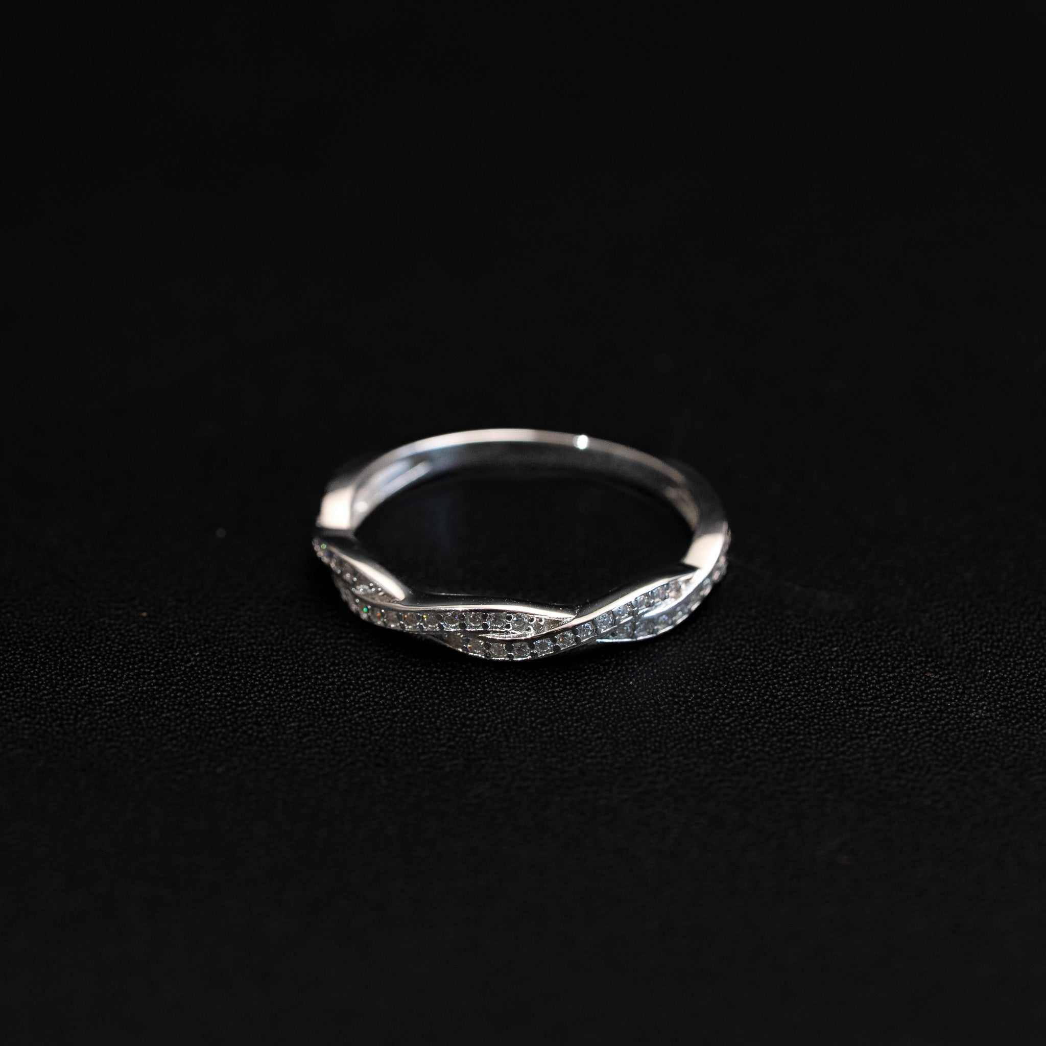 925 Sterling Silver Moissanite Twist Stackable Women Band