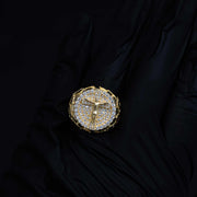 Jesus Crucifix Cross Moissanite Nugget Ring 14K Gold Over Solid 925 Sterling Silver