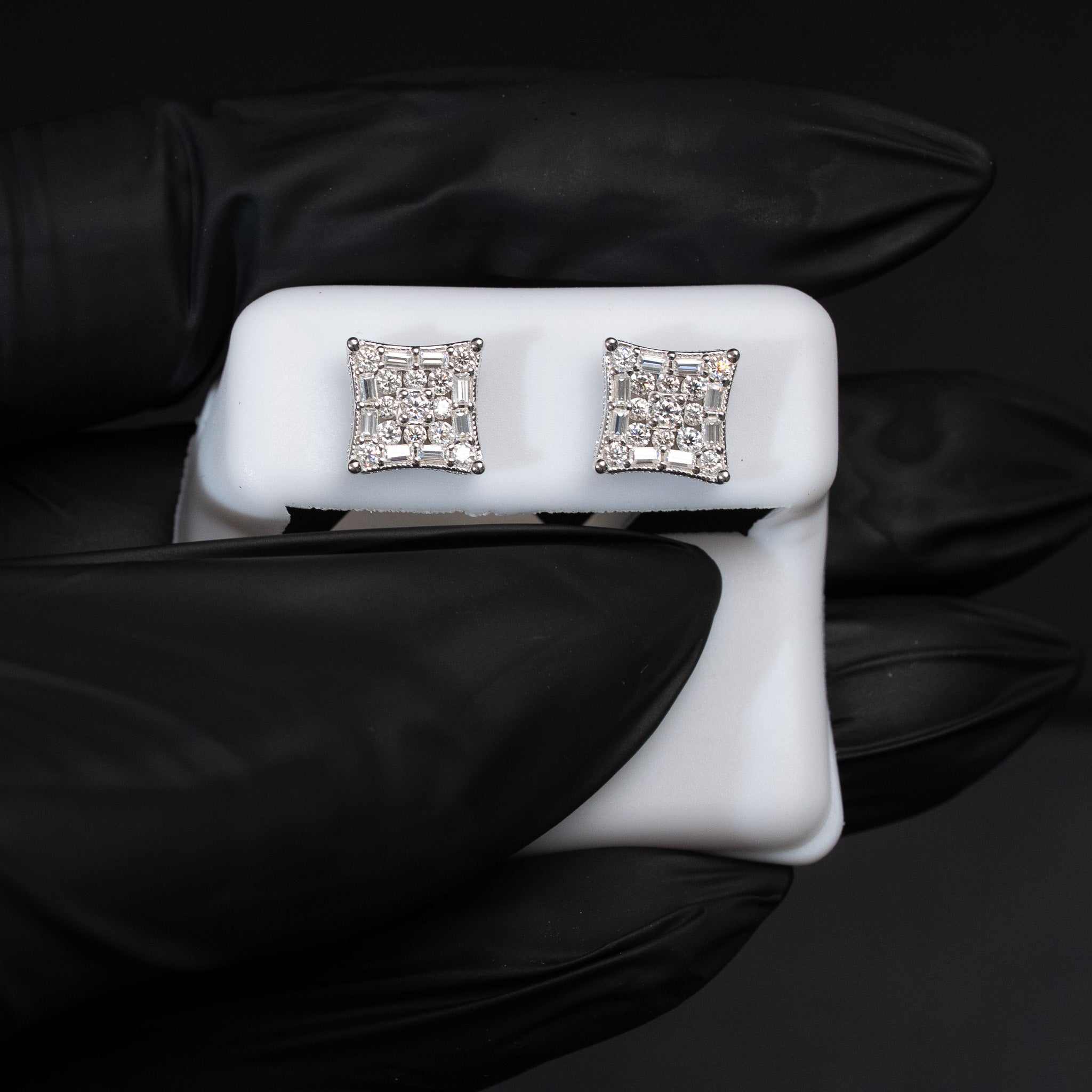 Moissanite Square Kite Earrings 925 Sterling Silver Screw Back