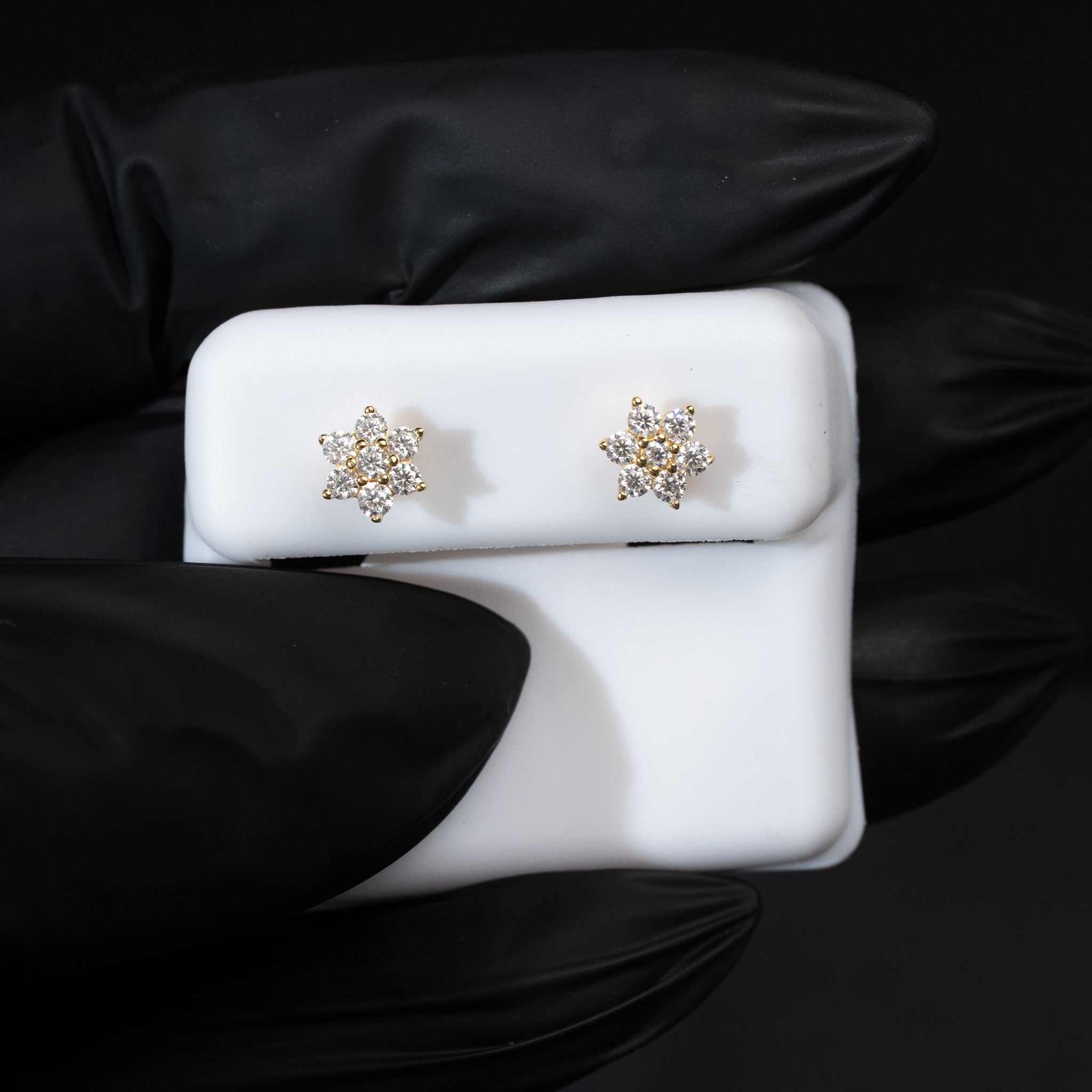 Moissanite 0.5ct Flower Stud Earrings 925 Sterling Silver Screw Back