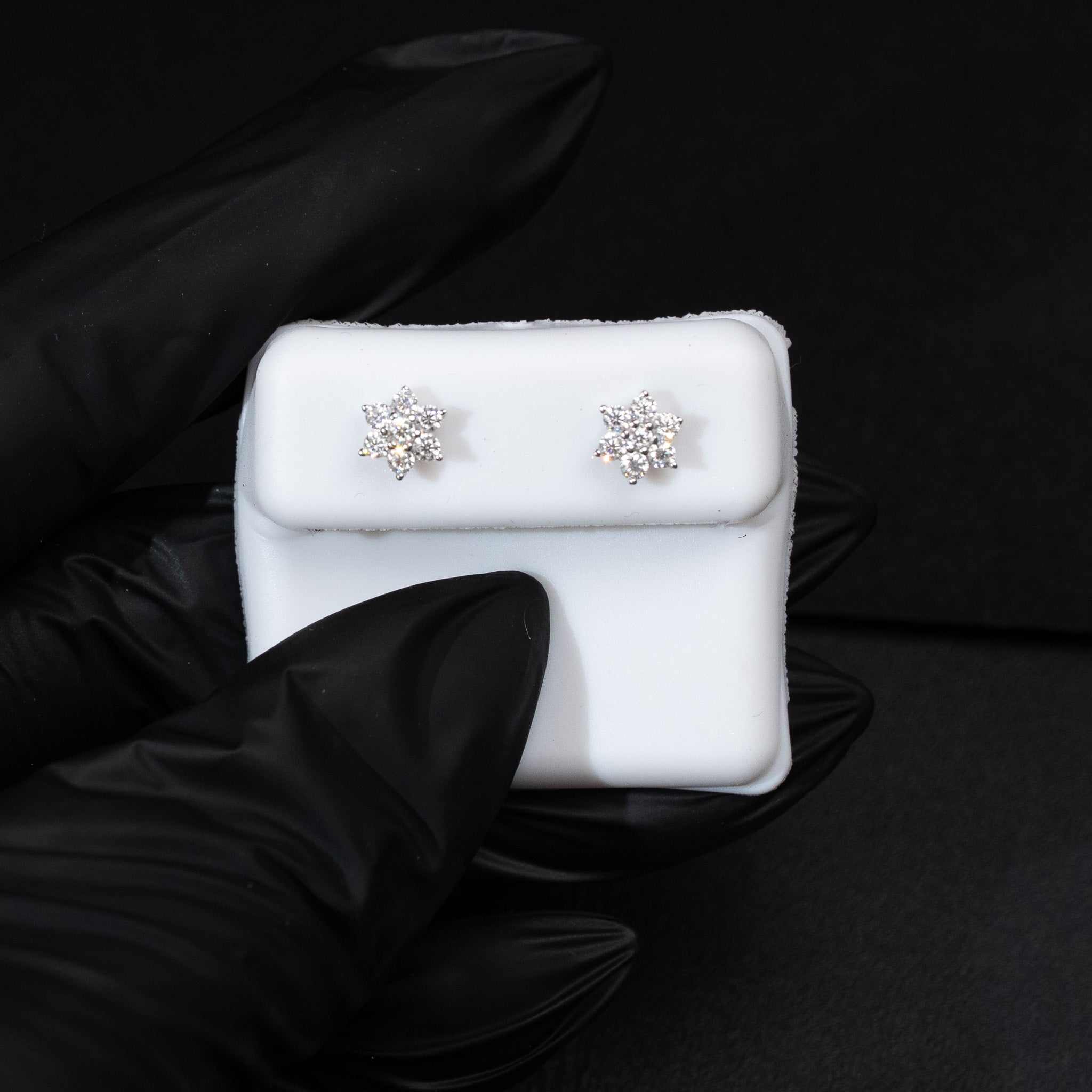 Moissanite 0.5ct Flower Stud Earrings 925 Sterling Silver Screw Back