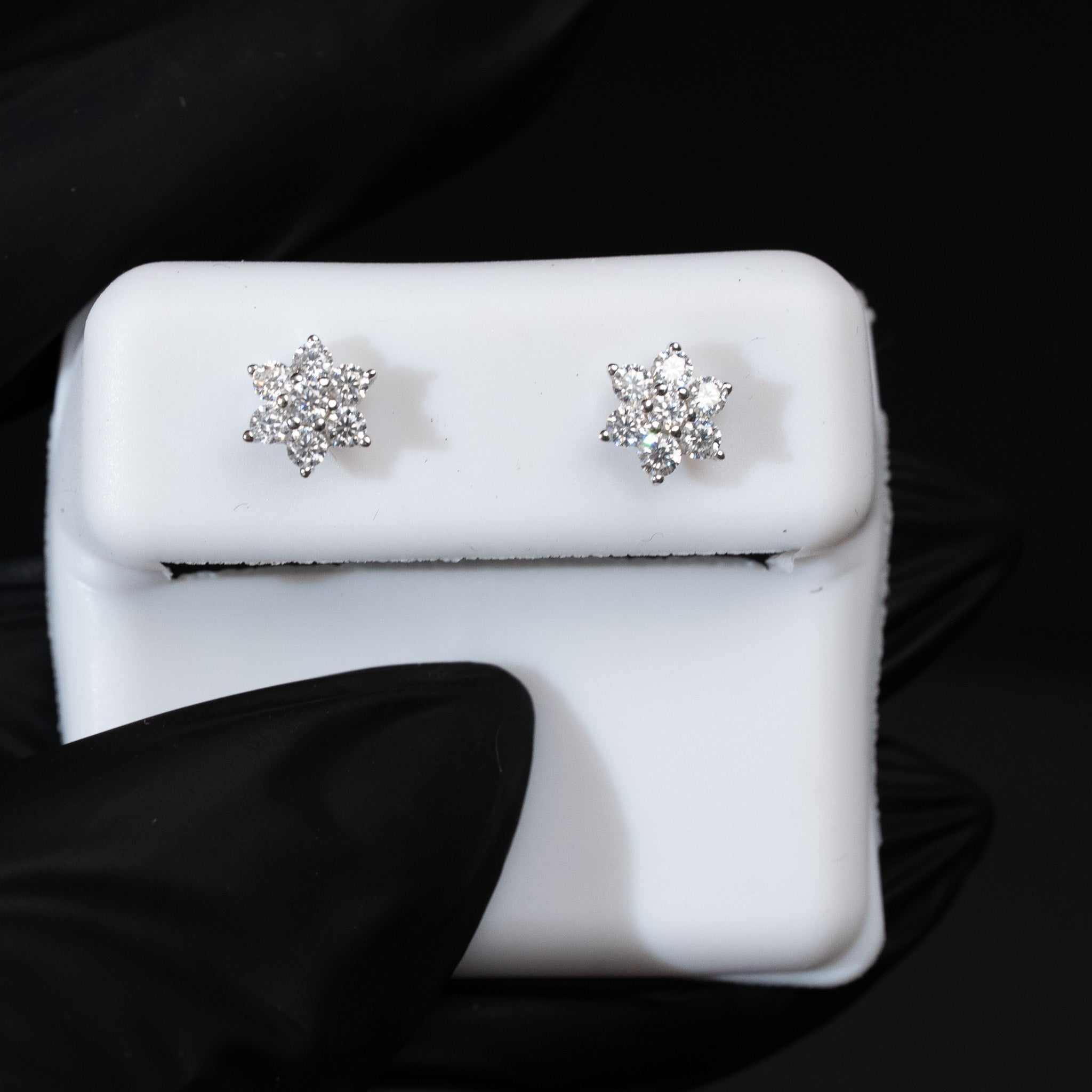 Moissanite 0.5ct Flower Stud Earrings 925 Sterling Silver Screw Back