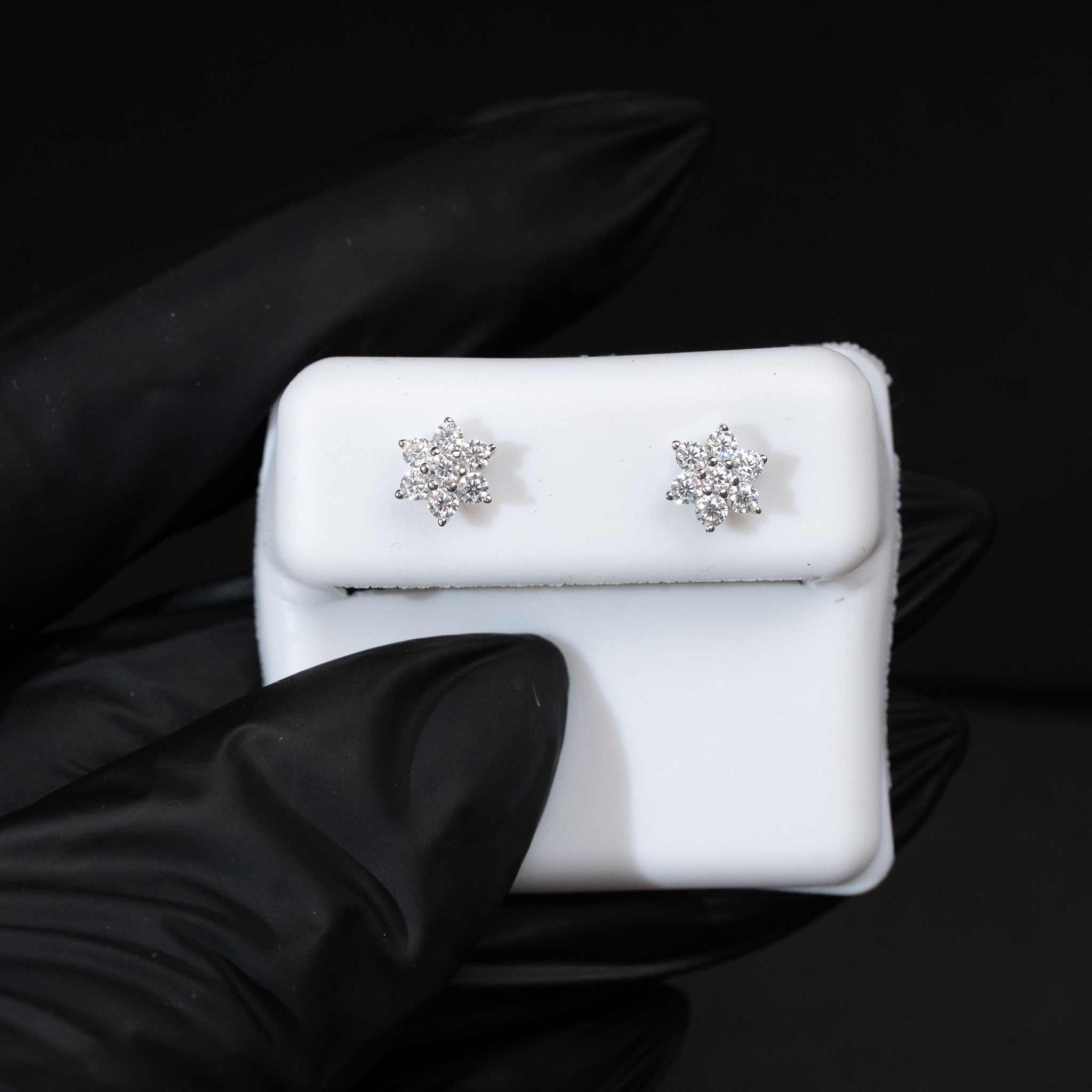 Moissanite 0.5ct Flower Stud Earrings 925 Sterling Silver Screw Back